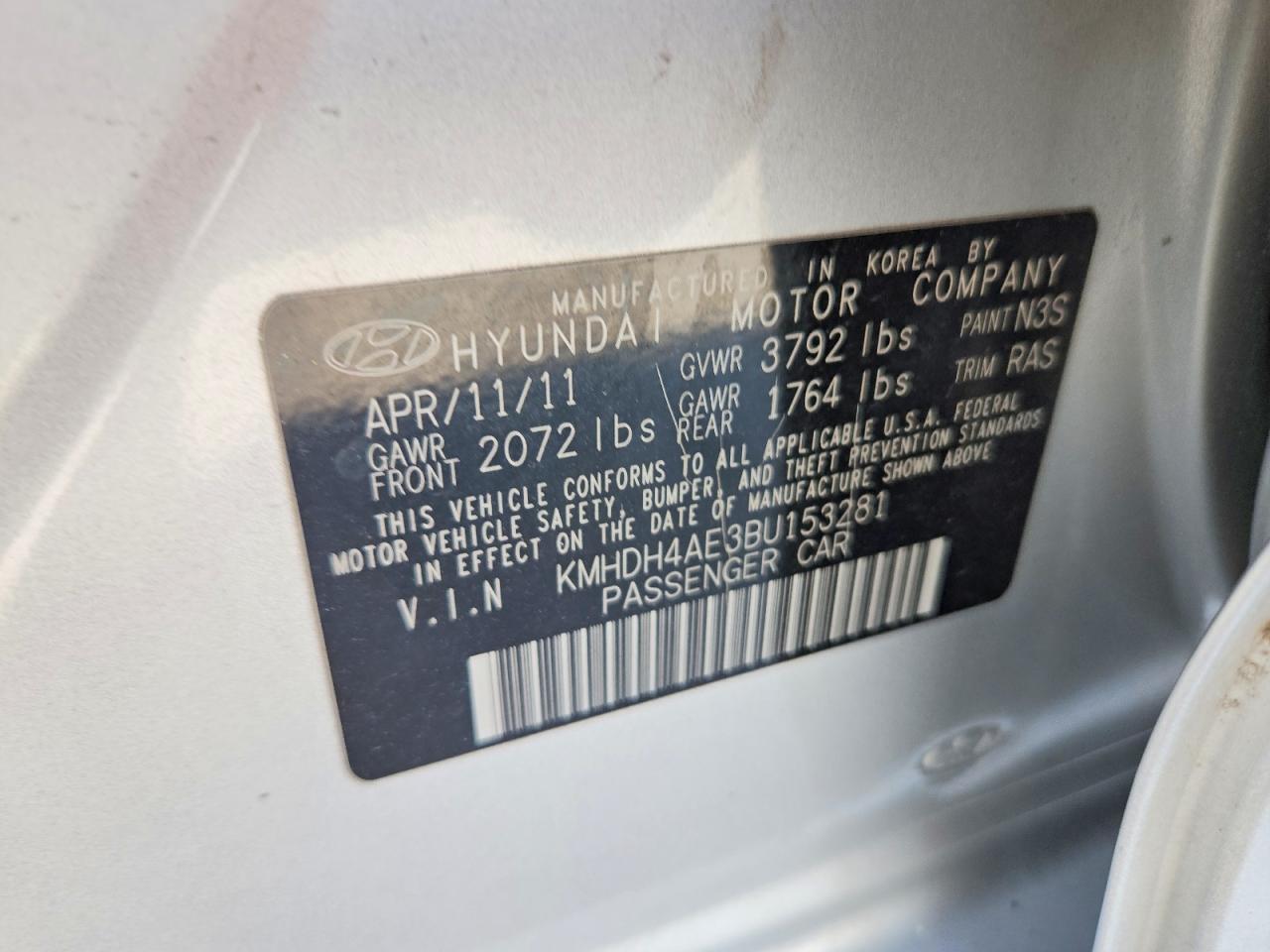 2011 Hyundai Elantra Gls Silver vin: KMHDH4AE3BU153281