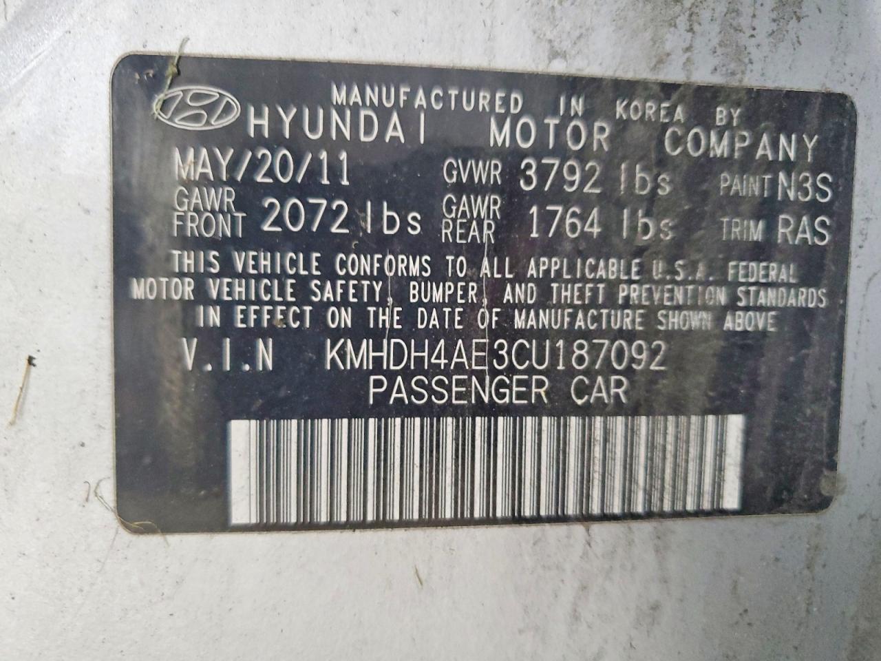 2012 Hyundai Elantra Gls Gray vin: KMHDH4AE3CU187092