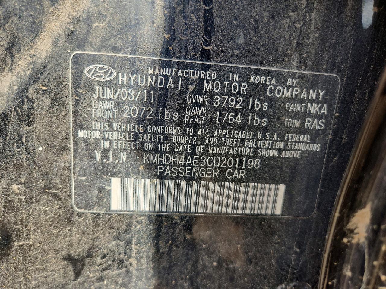 2012 Hyundai Elantra Limited Black vin: KMHDH4AE3CU201198