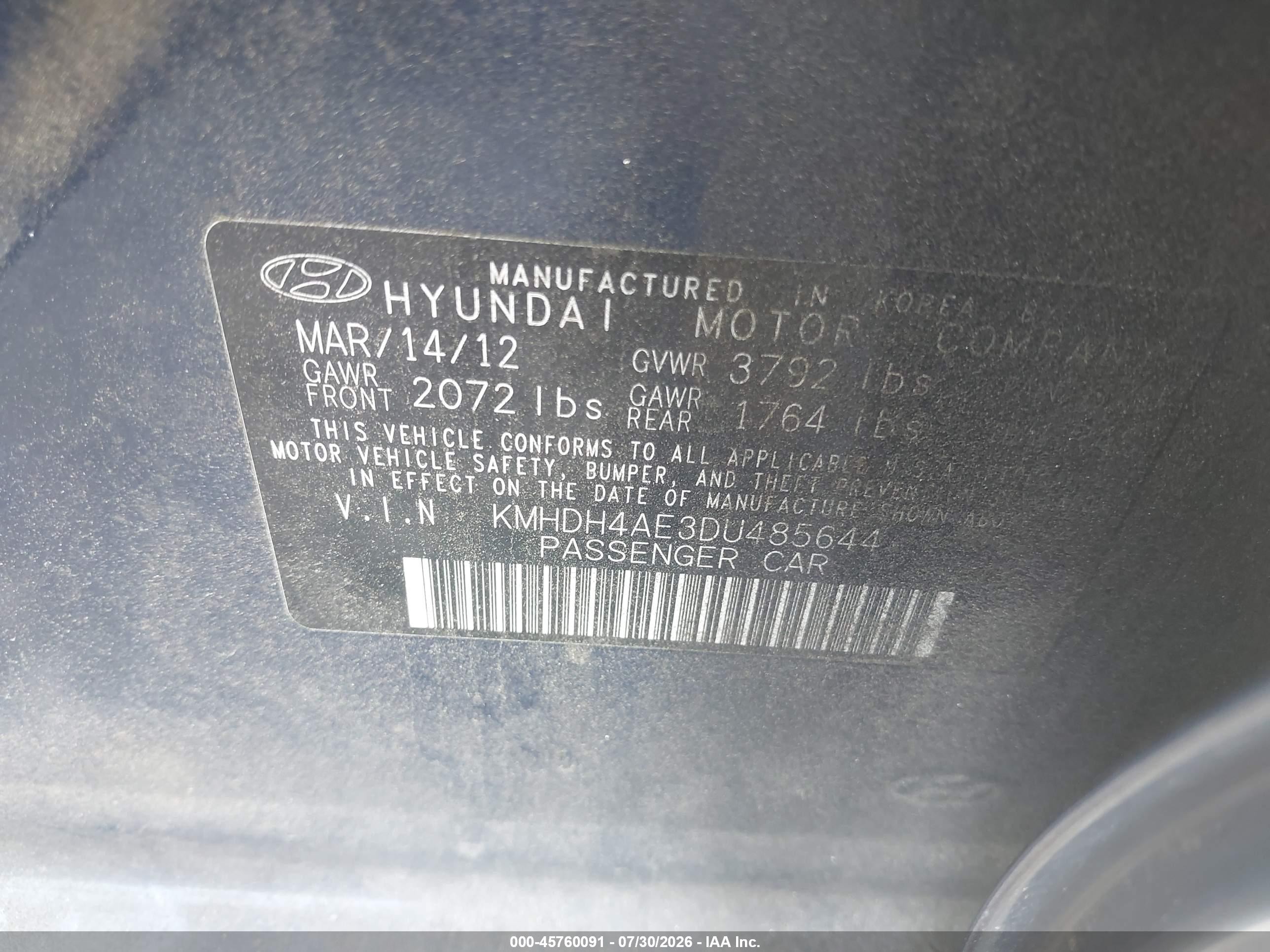 2013 Hyundai Elantra Gls Blue vin: KMHDH4AE3DU485644
