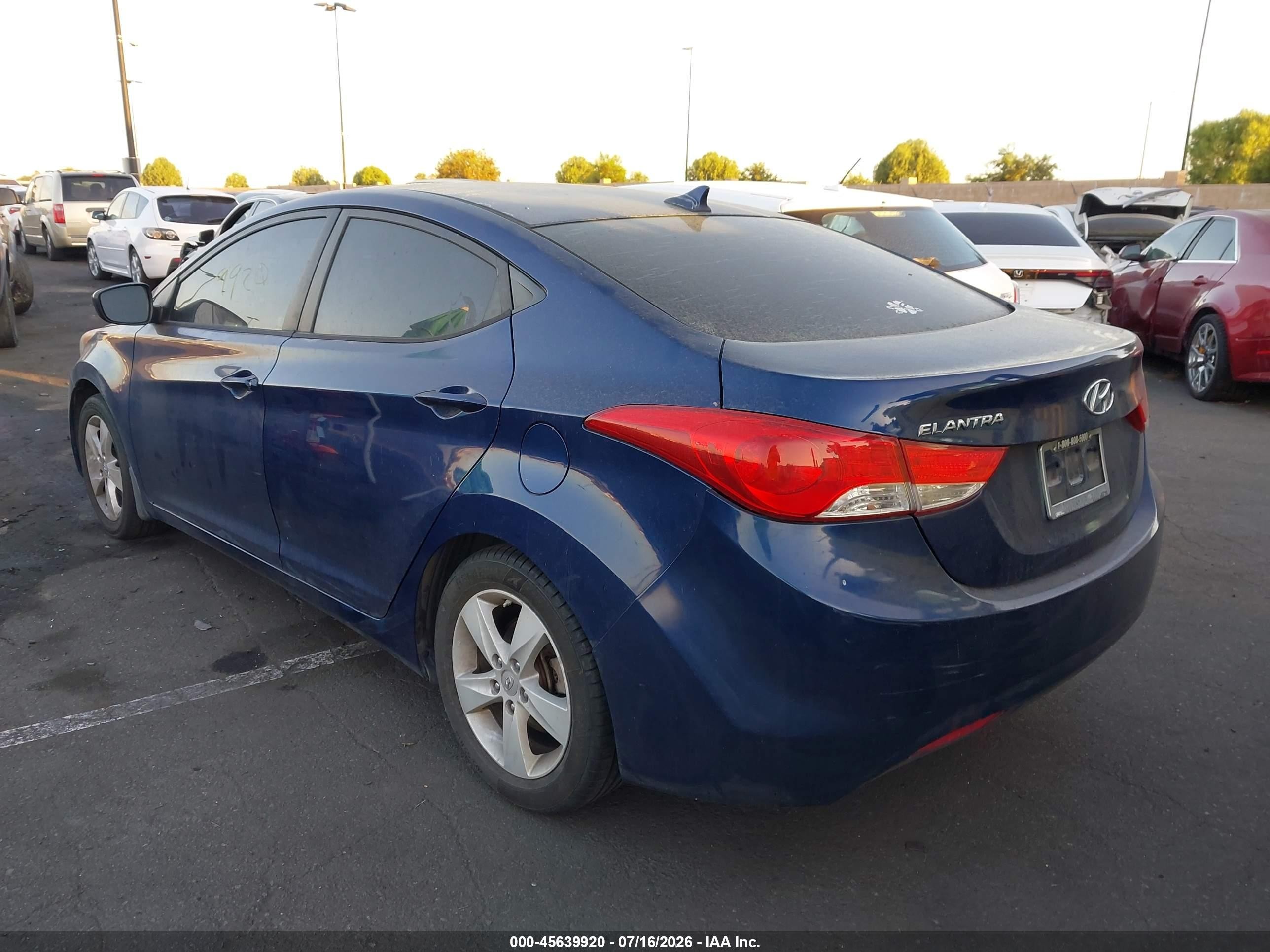 2013 Hyundai Elantra Gls Синий vin: KMHDH4AE3DU508663