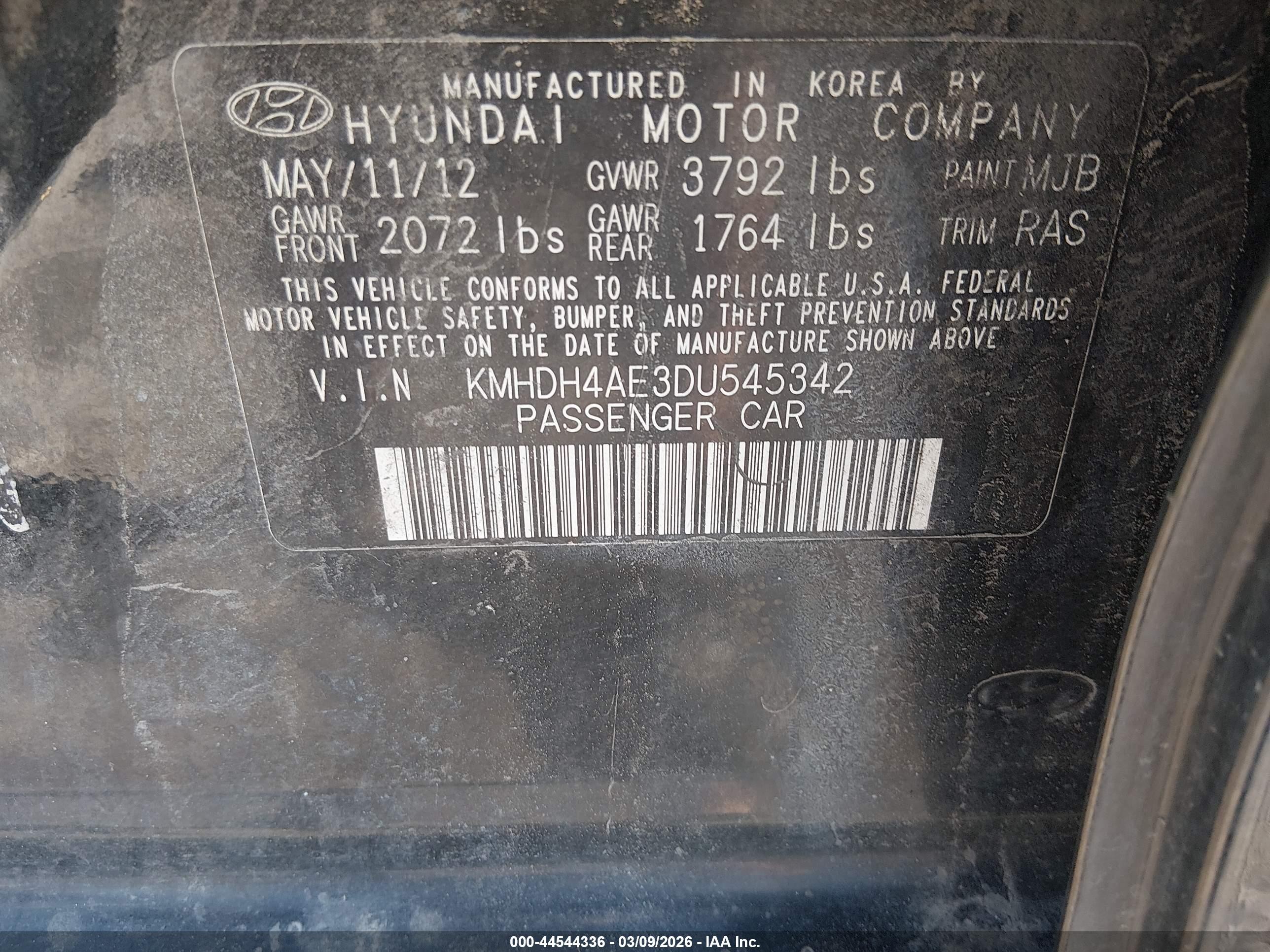 2013 Hyundai Elantra Gls/limited Black vin: KMHDH4AE3DU545342