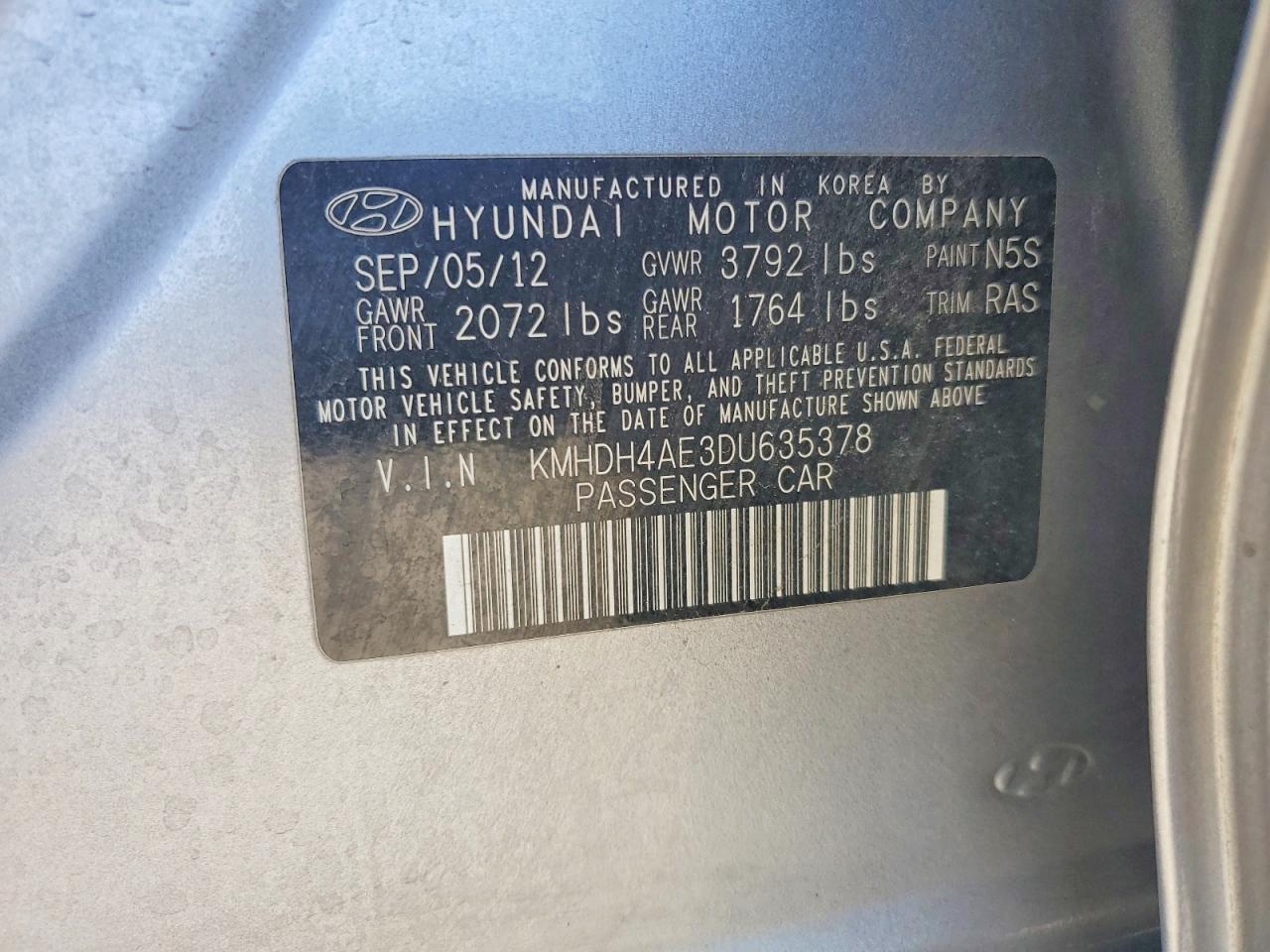 2013 Hyundai Elantra Gls Silver vin: KMHDH4AE3DU635378