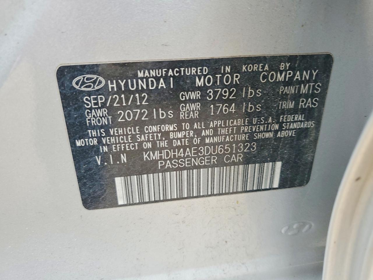 2013 Hyundai Elantra Gls Silver vin: KMHDH4AE3DU651323