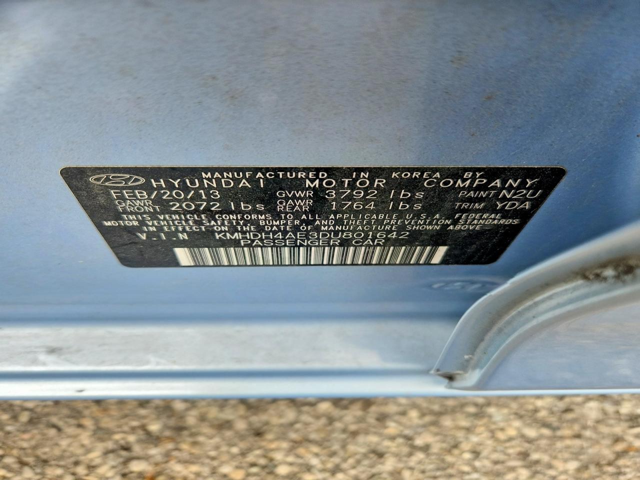 2013 Hyundai Elantra Gls Blue vin: KMHDH4AE3DU801642