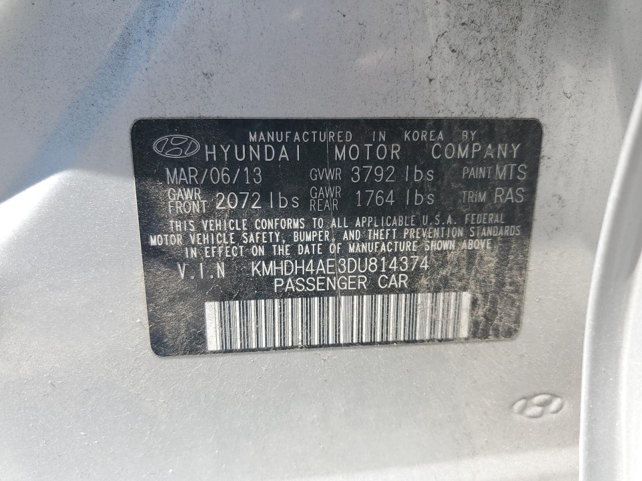 2013 Hyundai Elantra Gls Silver vin: KMHDH4AE3DU814374