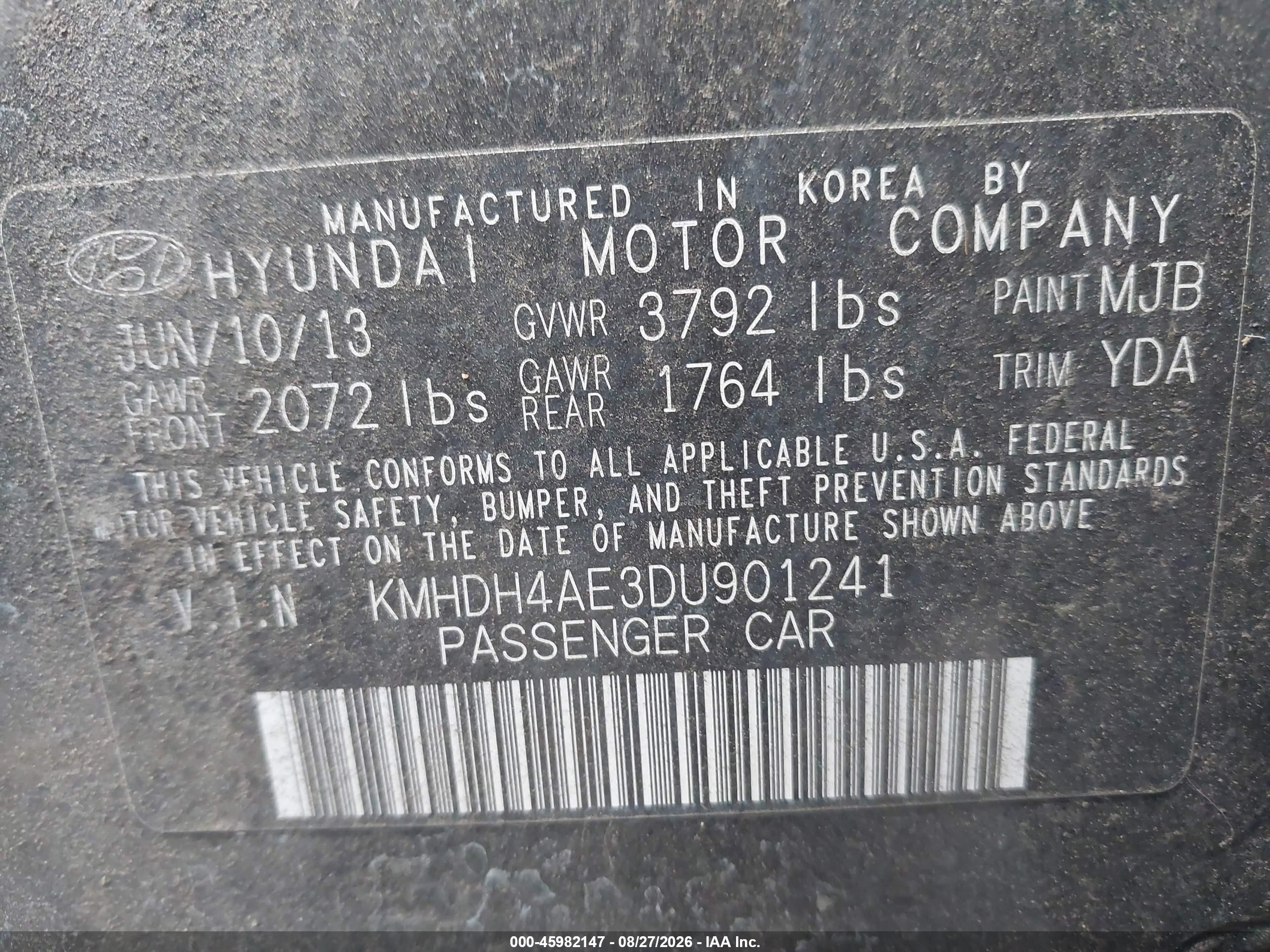 2013 Hyundai Elantra Gls Черный vin: KMHDH4AE3DU901241