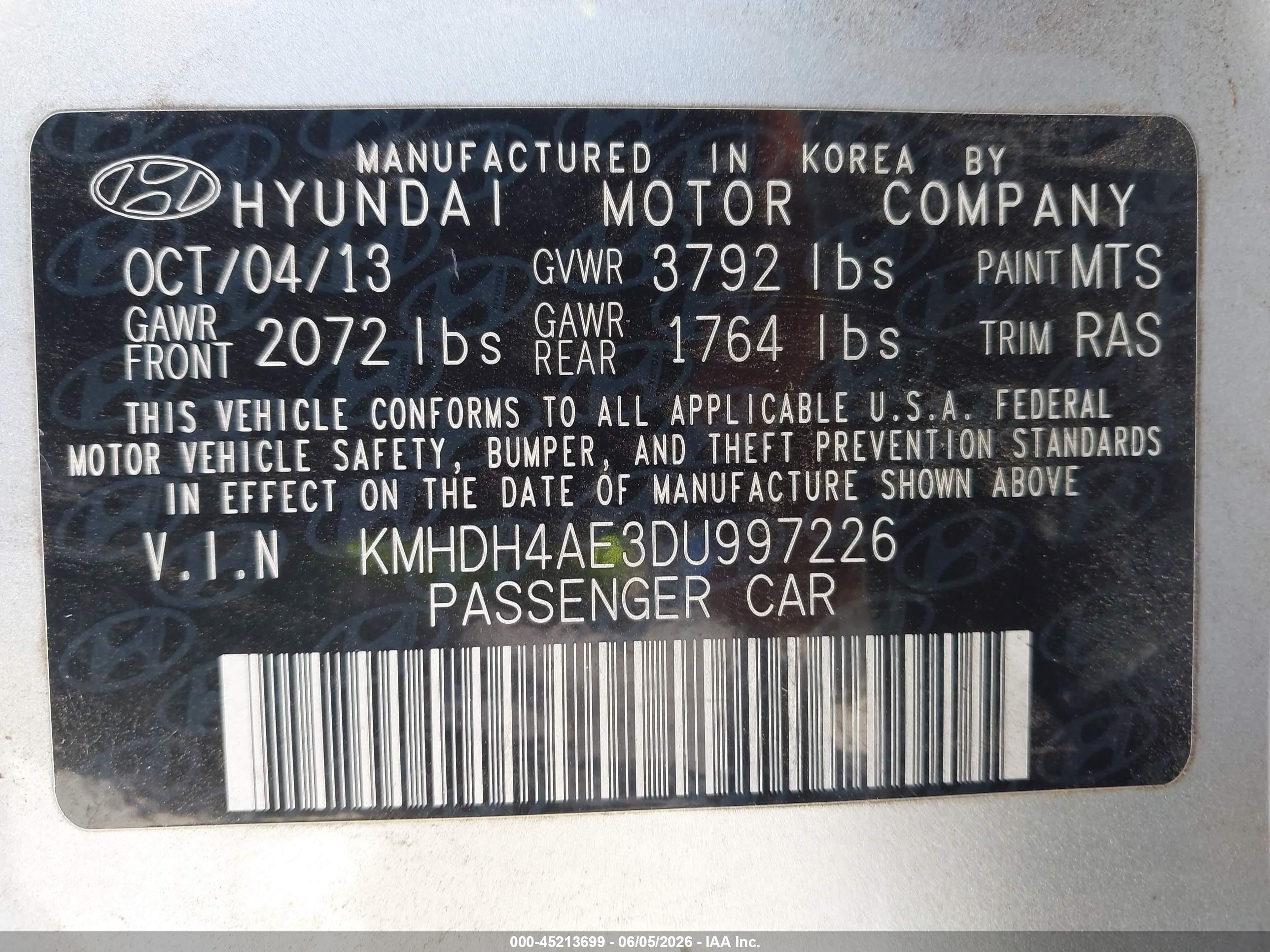2013 Hyundai Elantra Gls Silver vin: KMHDH4AE3DU997226