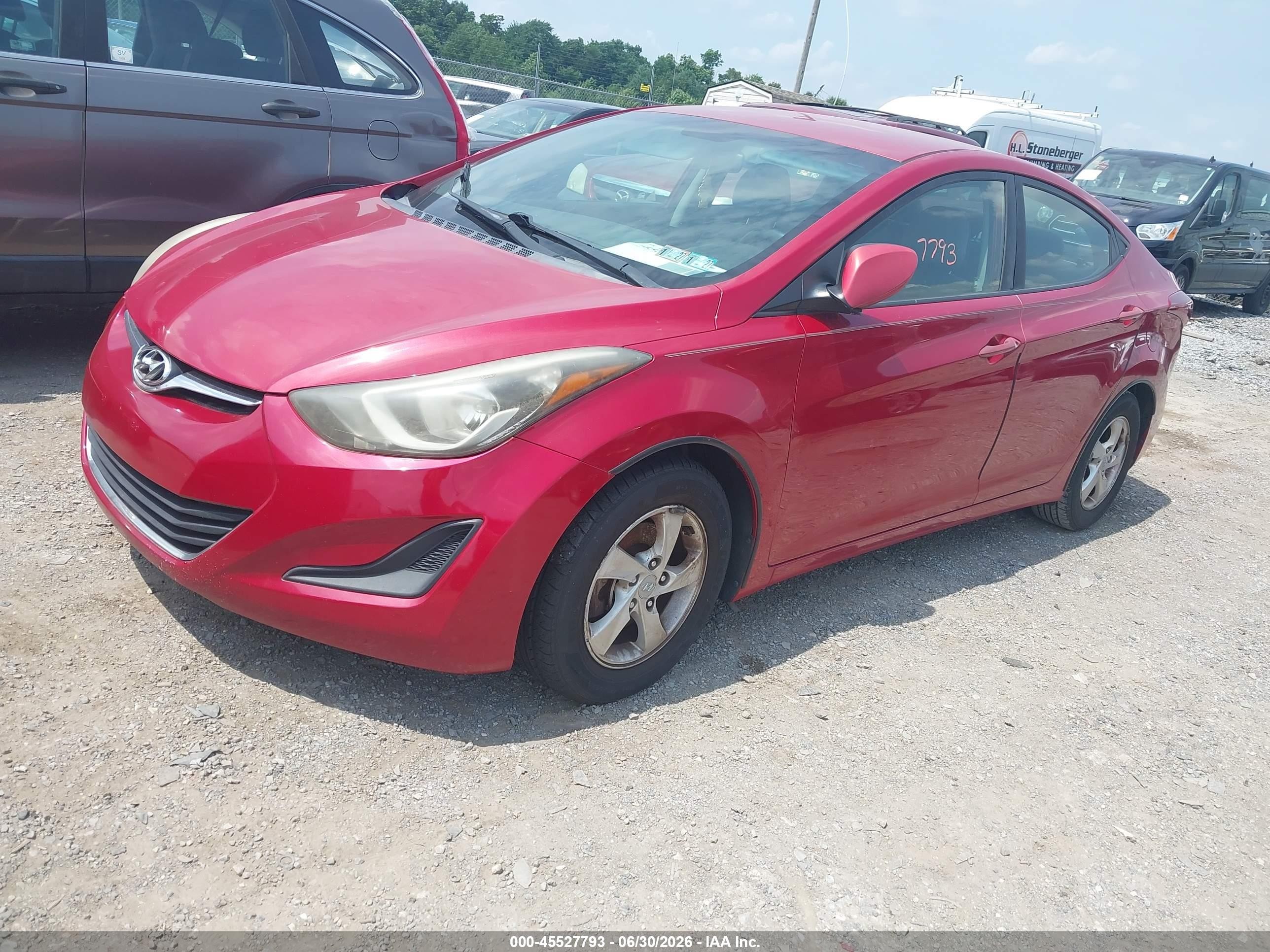 2014 Hyundai Elantra Se Red vin: KMHDH4AE3EU158193