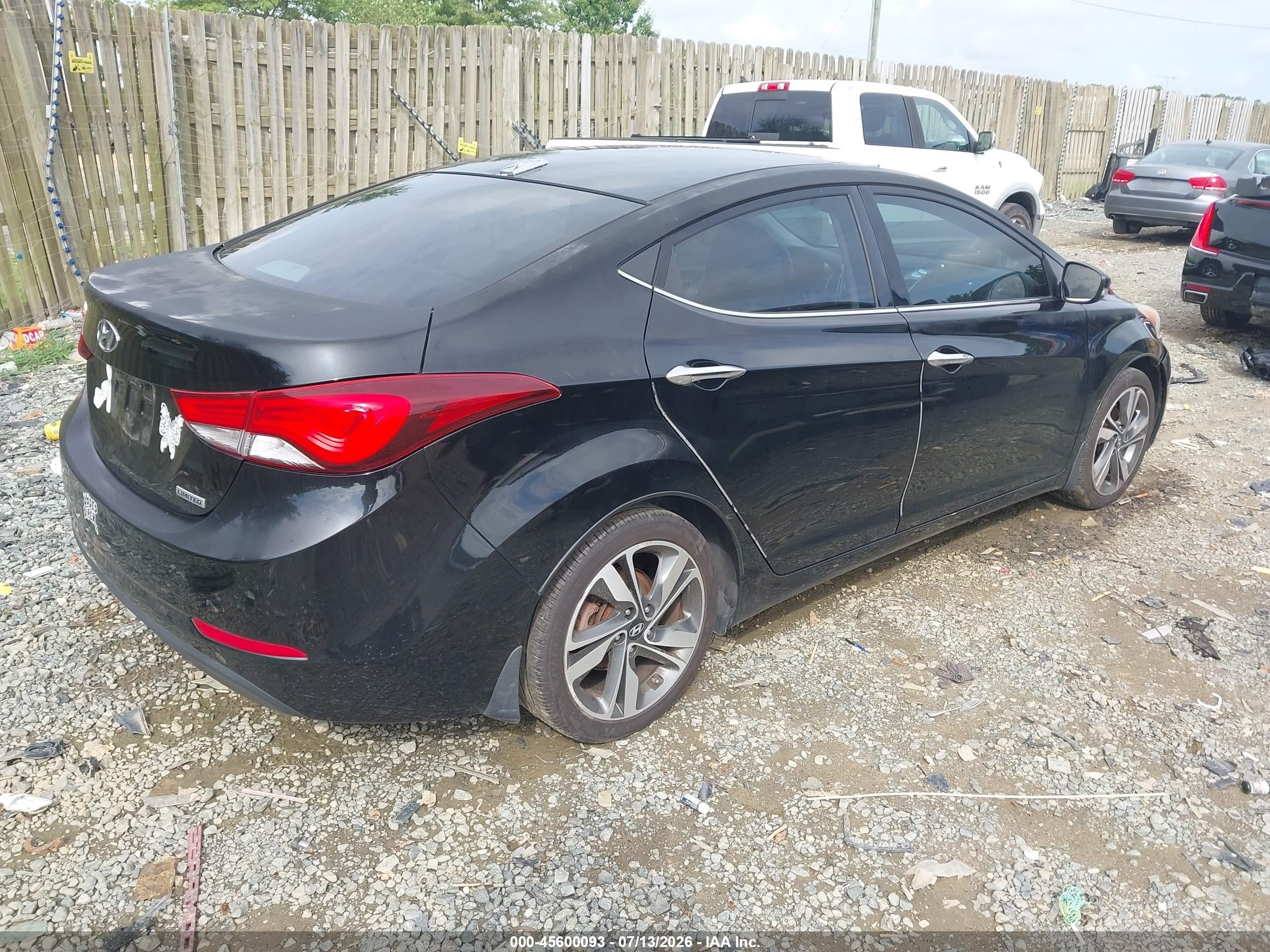 2014 Hyundai Elantra Limited Black vin: KMHDH4AE3EU171848