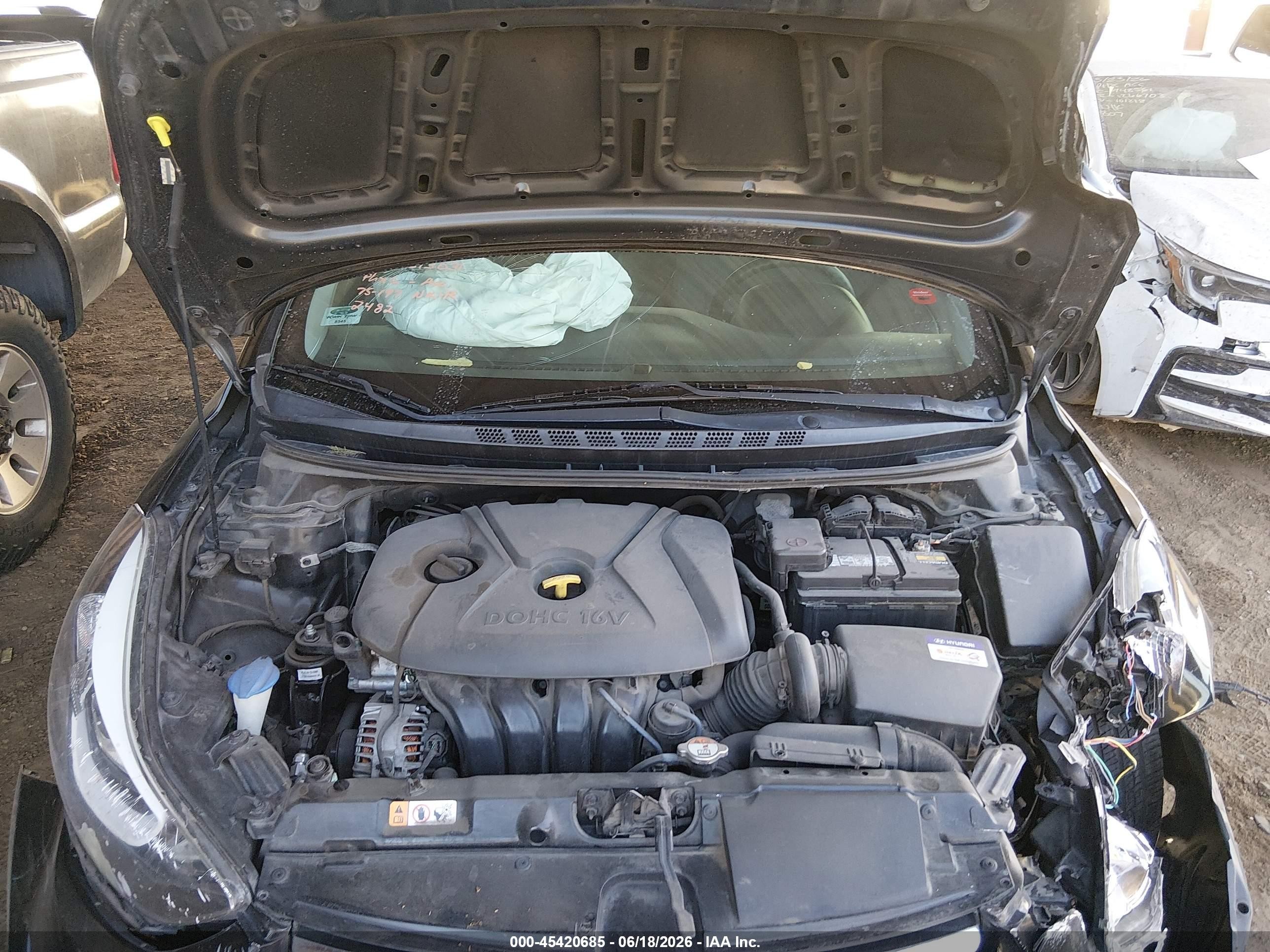 2014 Hyundai Elantra Se Black vin: KMHDH4AE3EU172482