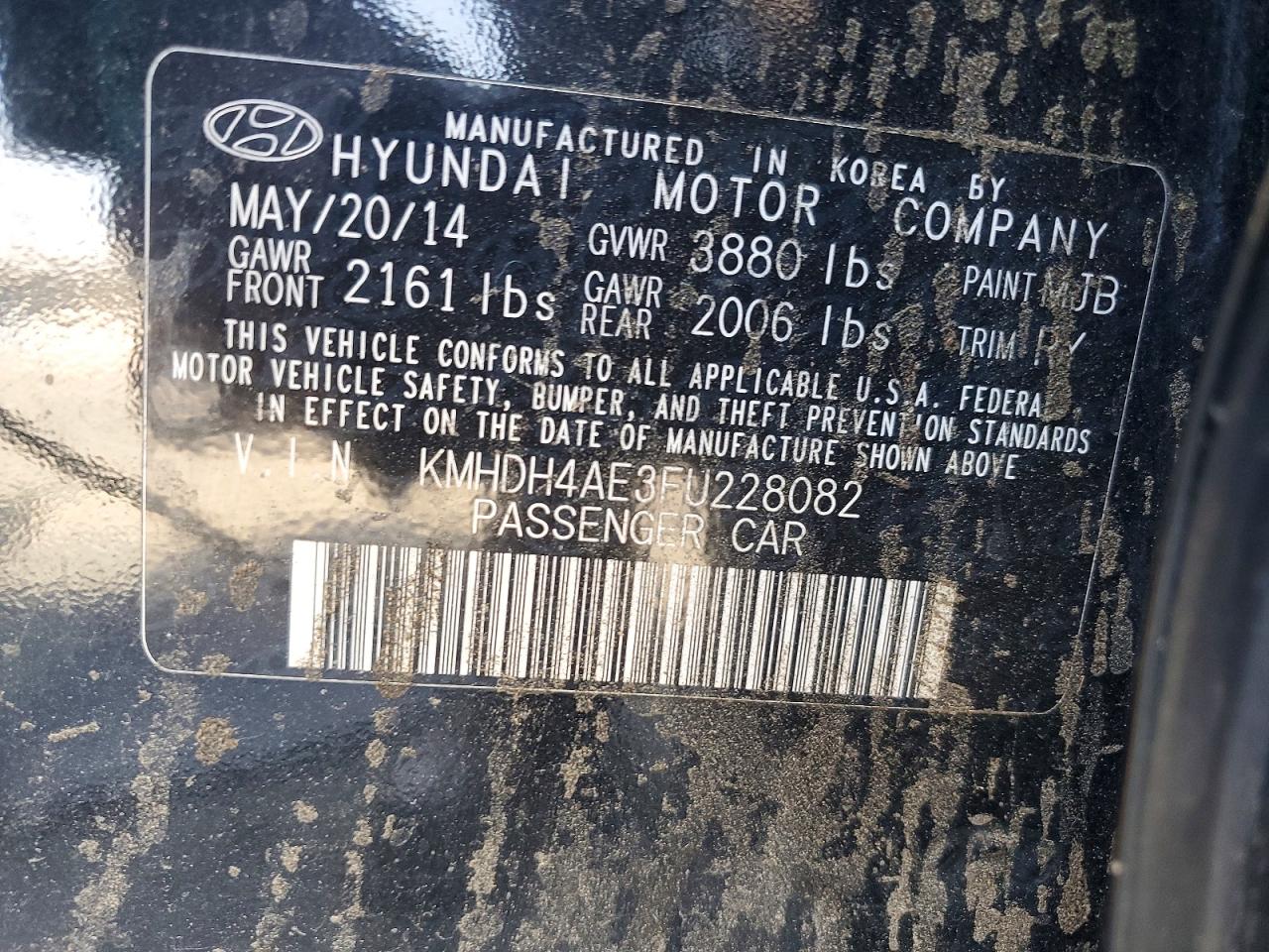2015 Hyundai Elantra Se Black vin: KMHDH4AE3FU228082