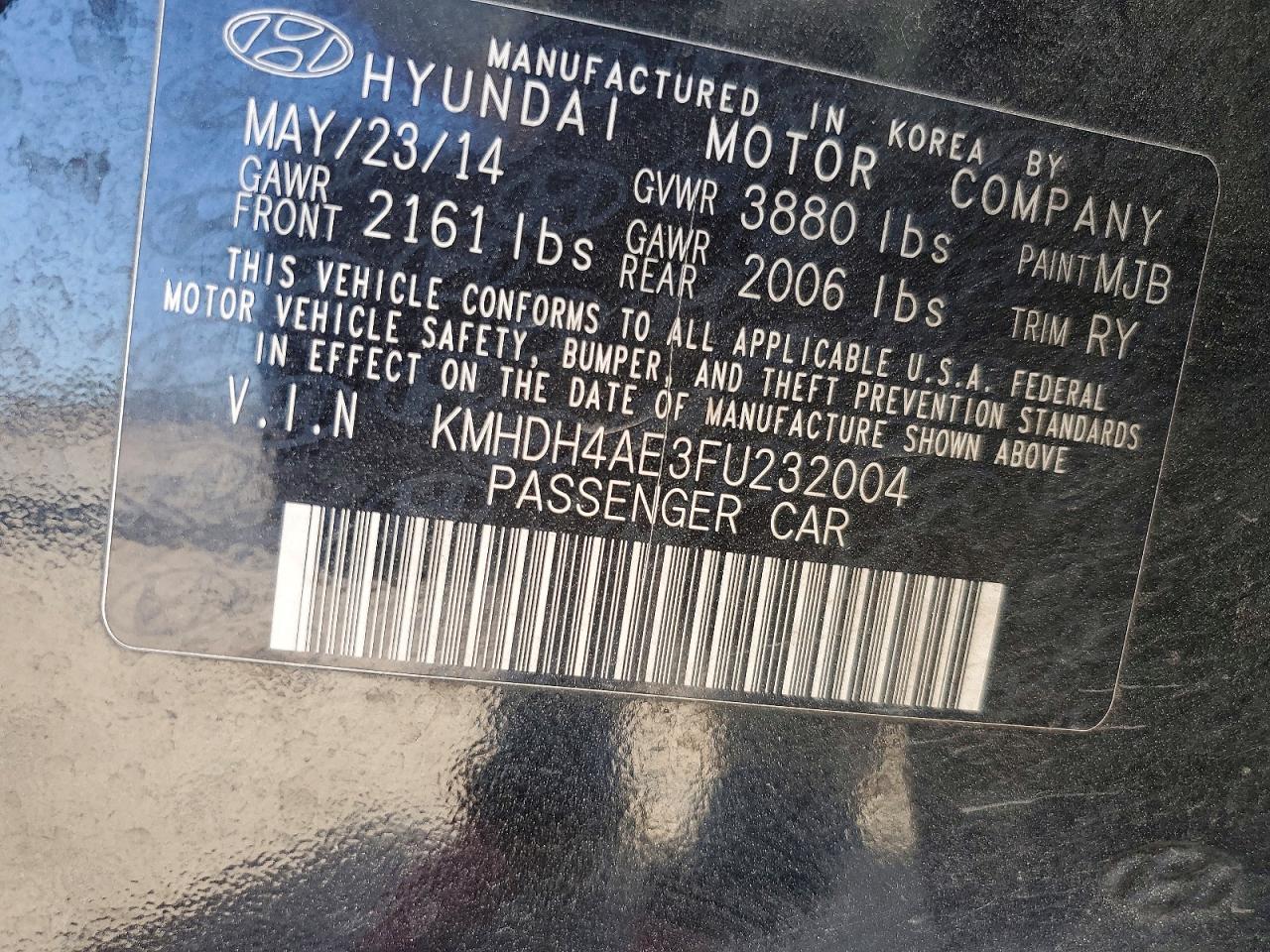 2015 Hyundai Elantra Se Black vin: KMHDH4AE3FU232004
