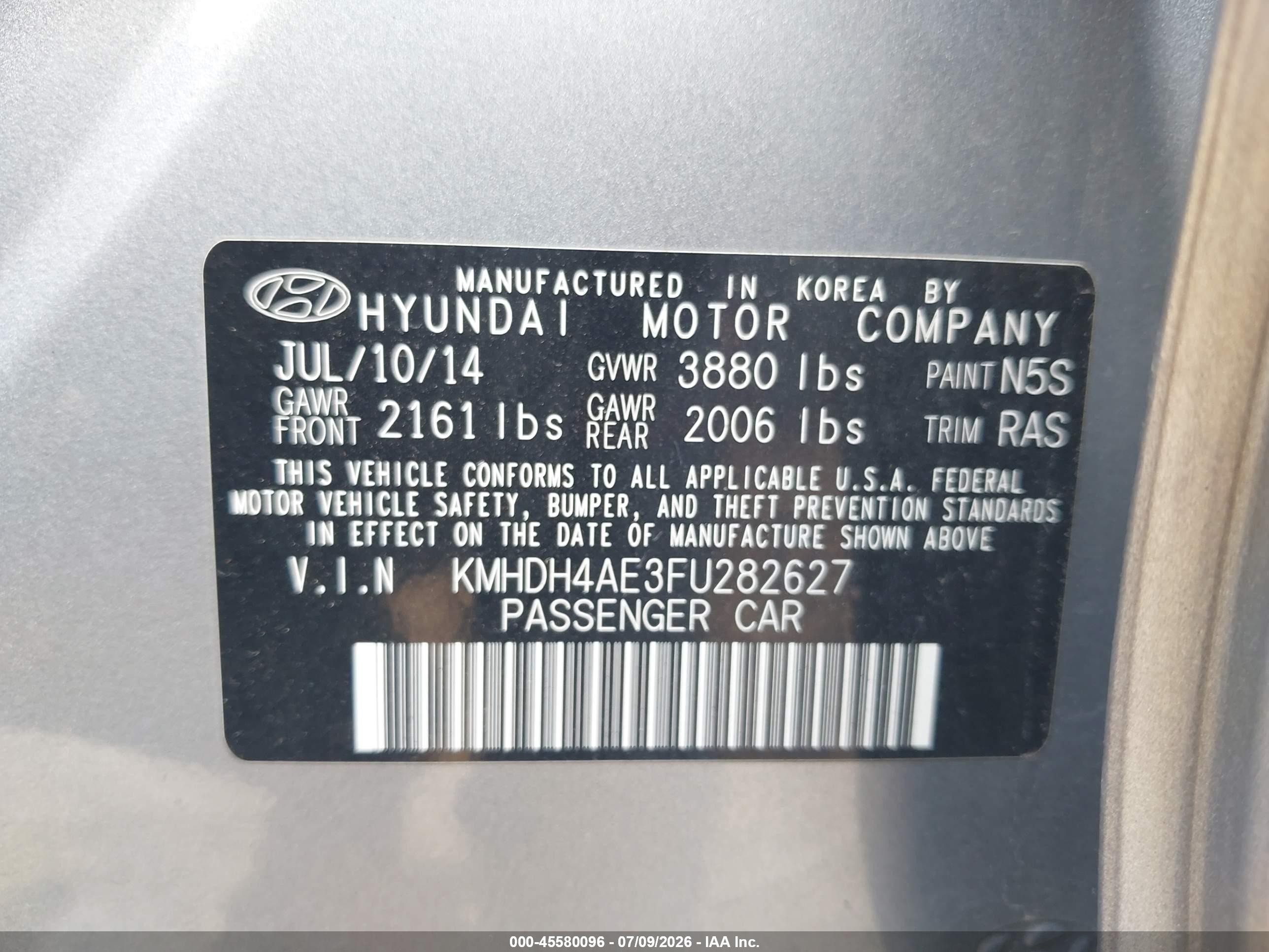 2015 Hyundai Elantra Limited Gray vin: KMHDH4AE3FU282627