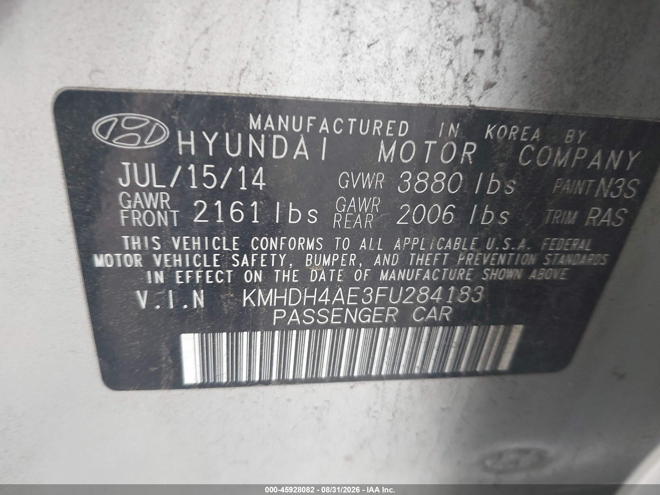 2015 Hyundai Elantra Se Silver vin: KMHDH4AE3FU284183