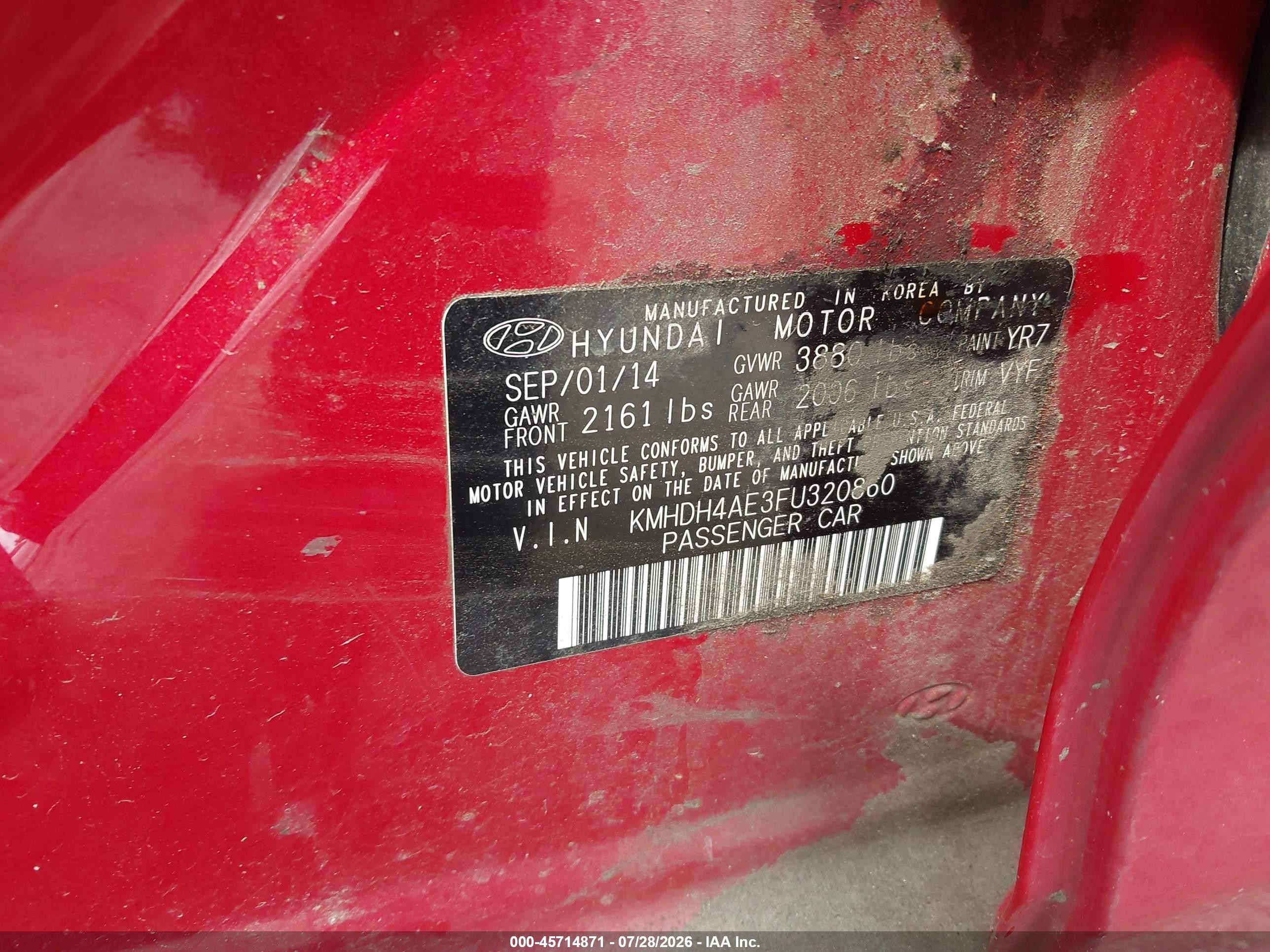 2015 Hyundai Elantra Se Red vin: KMHDH4AE3FU320860