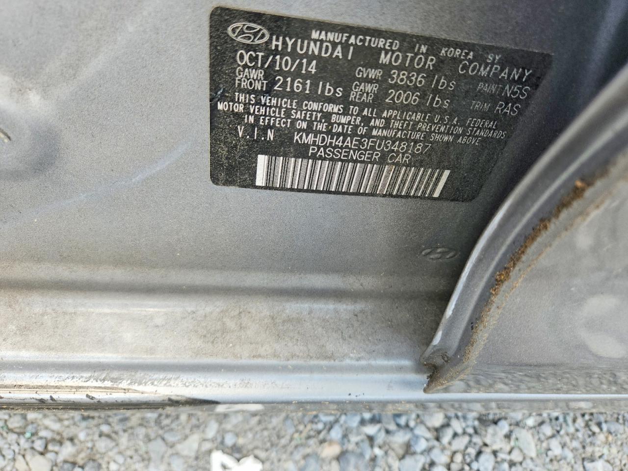 2015 Hyundai Elantra Se Угольный vin: KMHDH4AE3FU348187