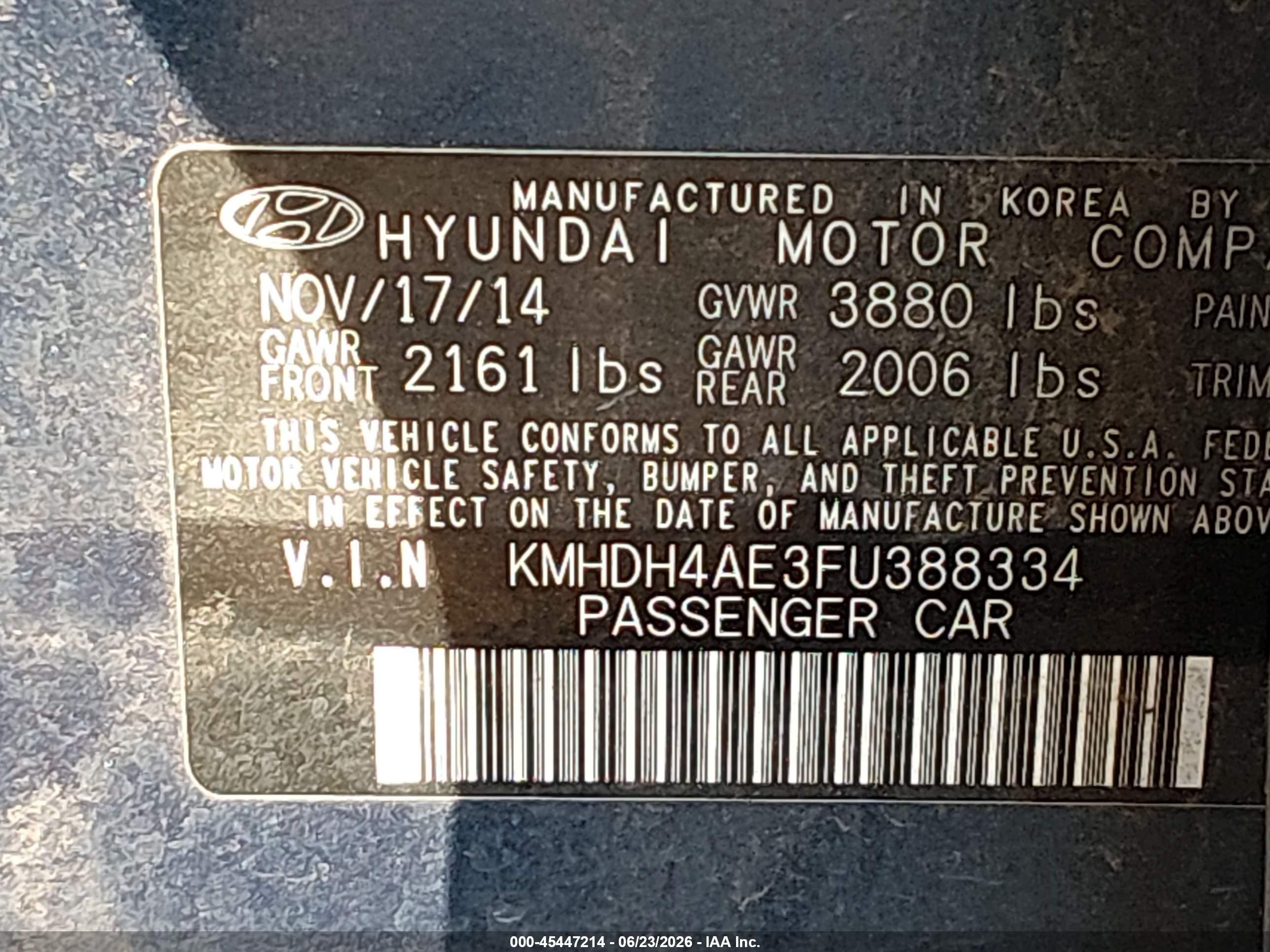 2015 Hyundai Elantra Se Blue vin: KMHDH4AE3FU388334