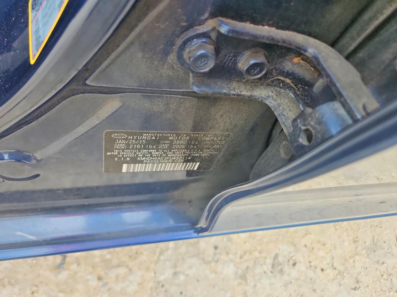 2015 Hyundai Elantra Se Blue vin: KMHDH4AE3FU452114