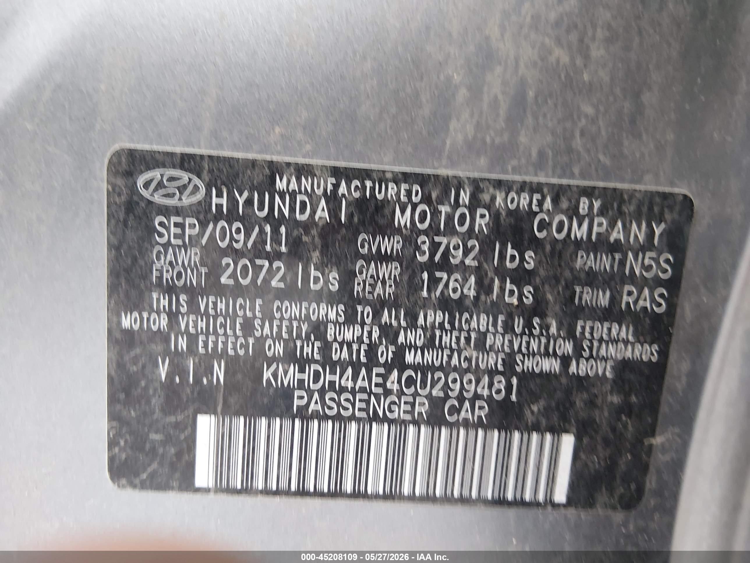 2012 Hyundai Elantra Gls (ulsan Plant) Silver vin: KMHDH4AE4CU299481
