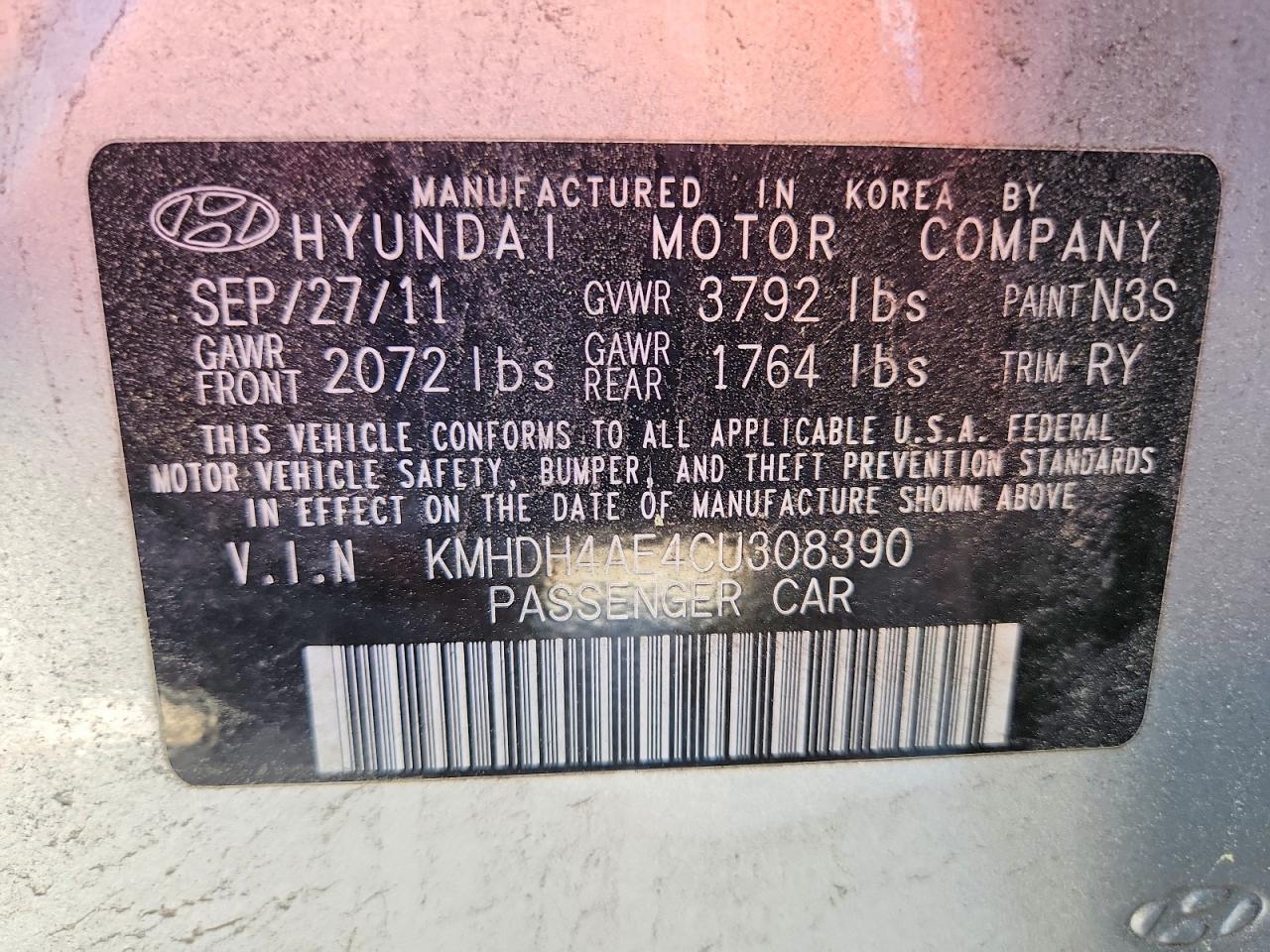 2012 Hyundai Elantra Limited Silver vin: KMHDH4AE4CU308390