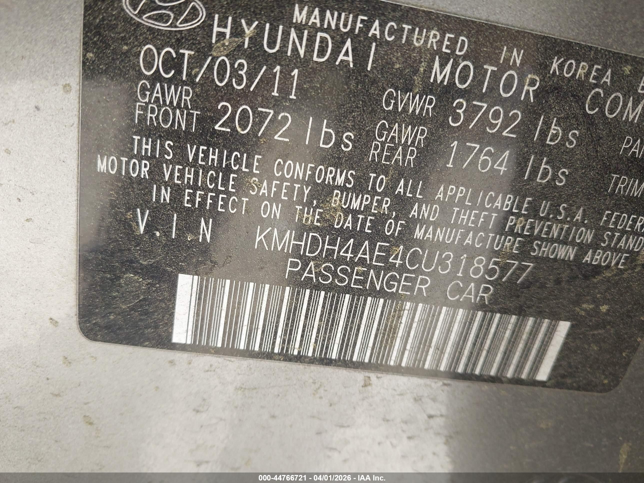 2012 Hyundai Elantra Gls (ulsan Plant) Silver vin: KMHDH4AE4CU318577
