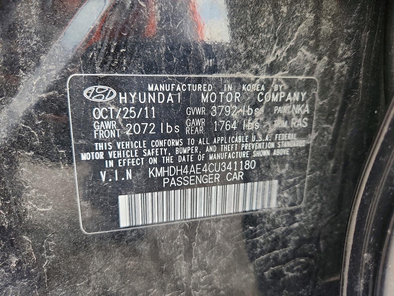2012 Hyundai Elantra Limited Black vin: KMHDH4AE4CU341180