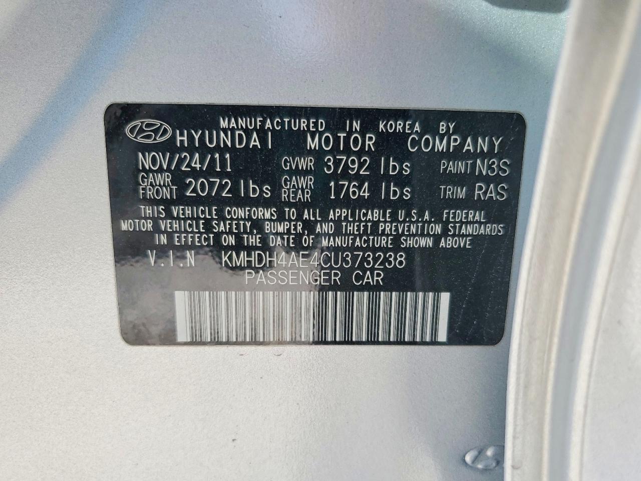 2012 Hyundai Elantra Limited Silver vin: KMHDH4AE4CU373238