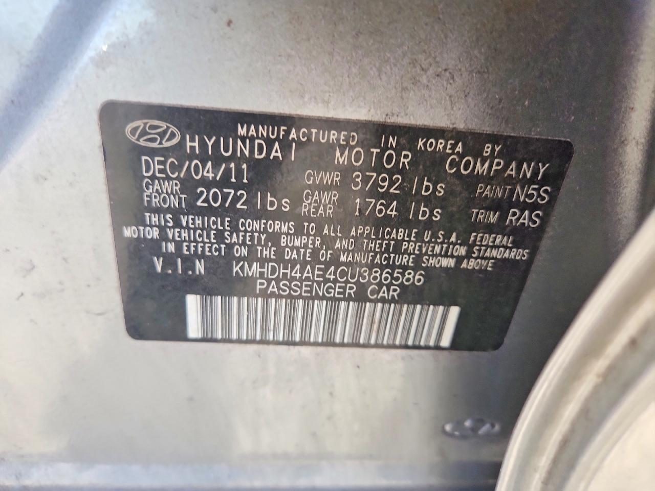 2012 Hyundai Elantra Gls Silver vin: KMHDH4AE4CU386586