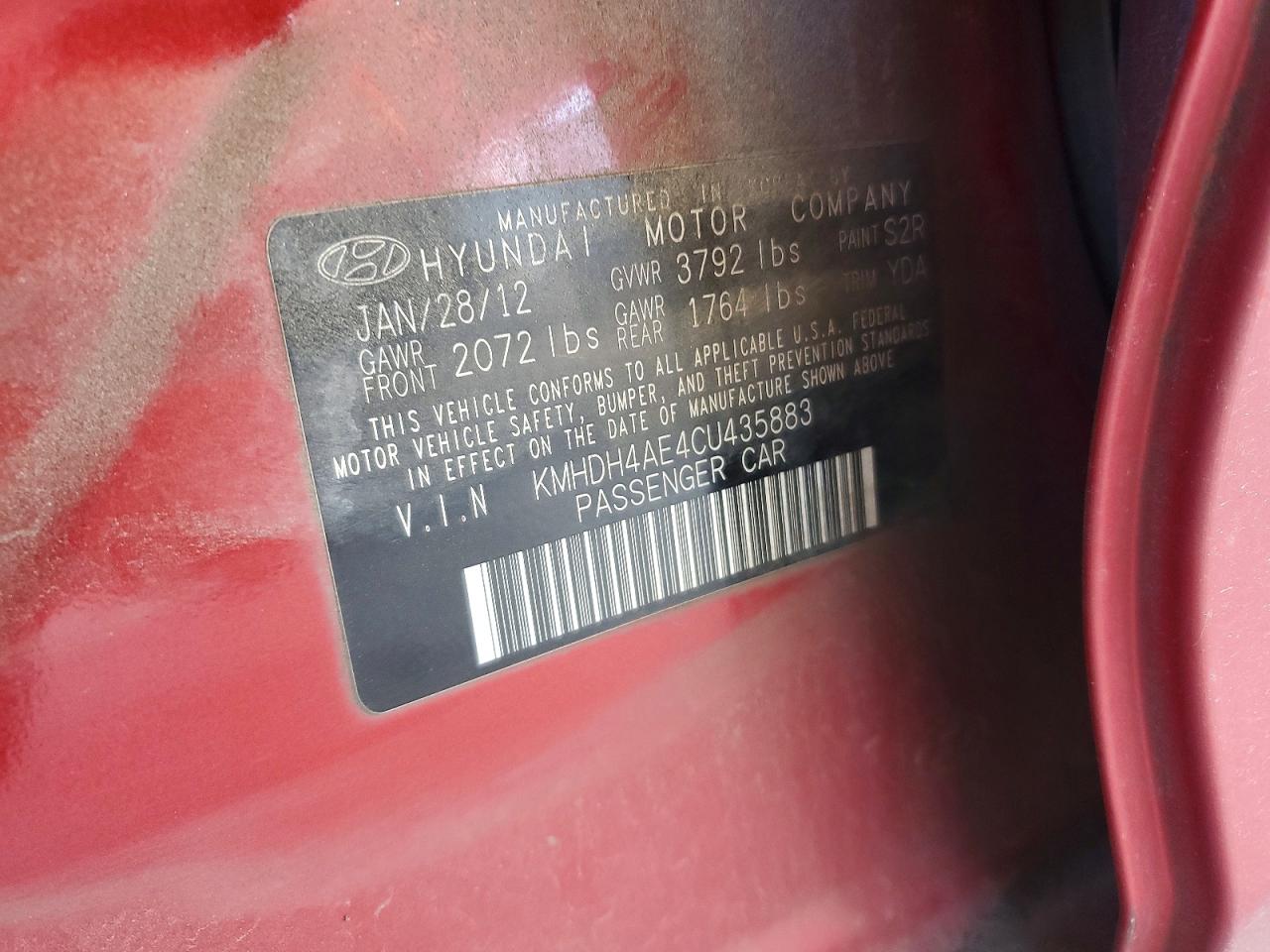 2012 Hyundai Elantra Gls Красный vin: KMHDH4AE4CU435883