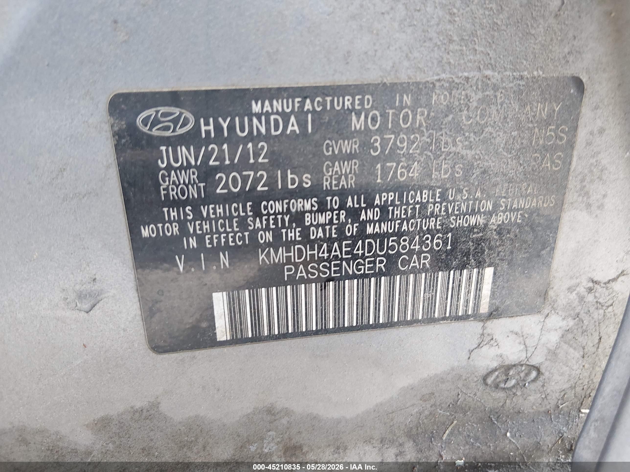 2013 Hyundai Elantra Gls Серебряный vin: KMHDH4AE4DU584361