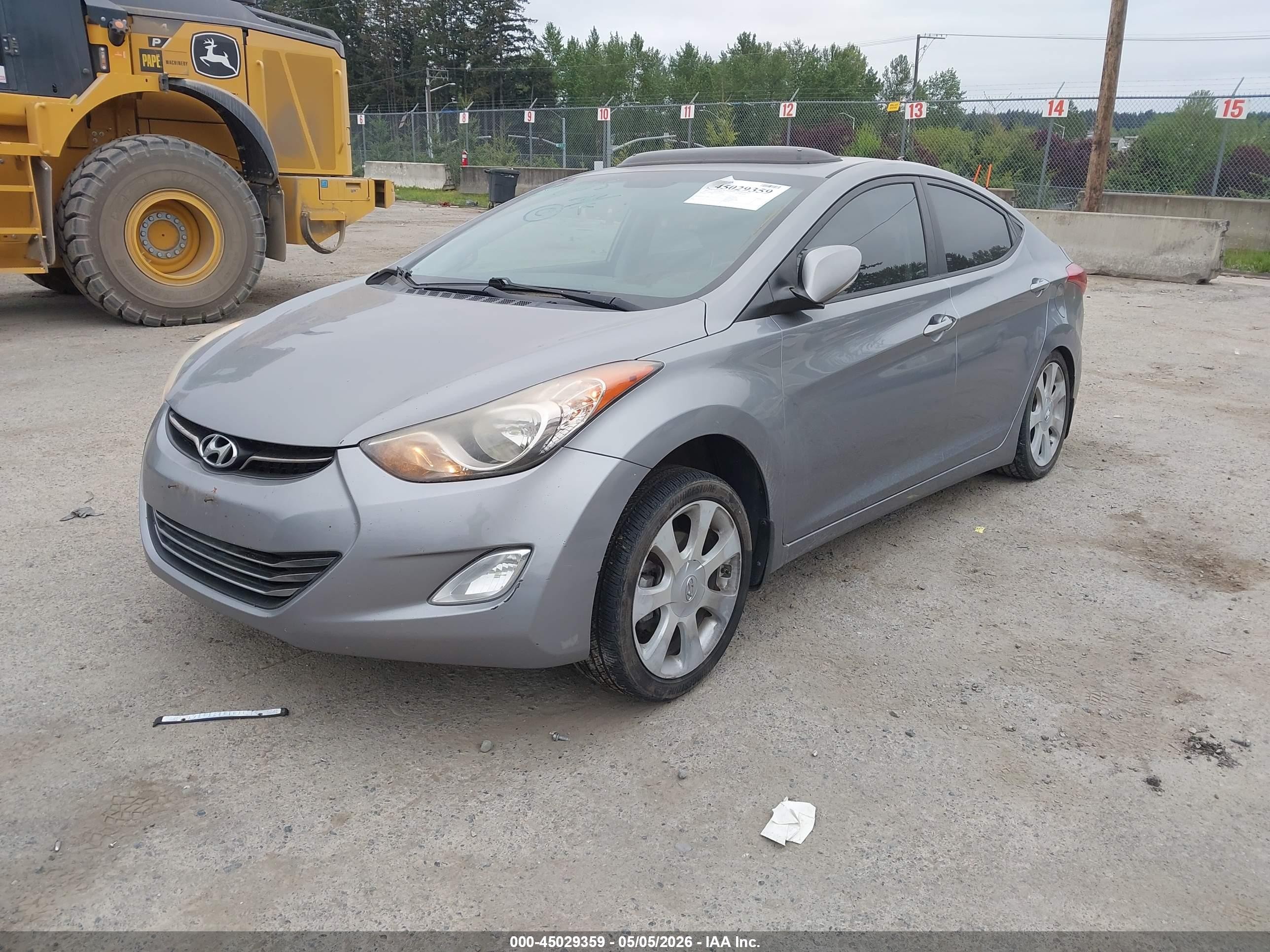 2013 Hyundai Elantra Limited Gray vin: KMHDH4AE4DU671094