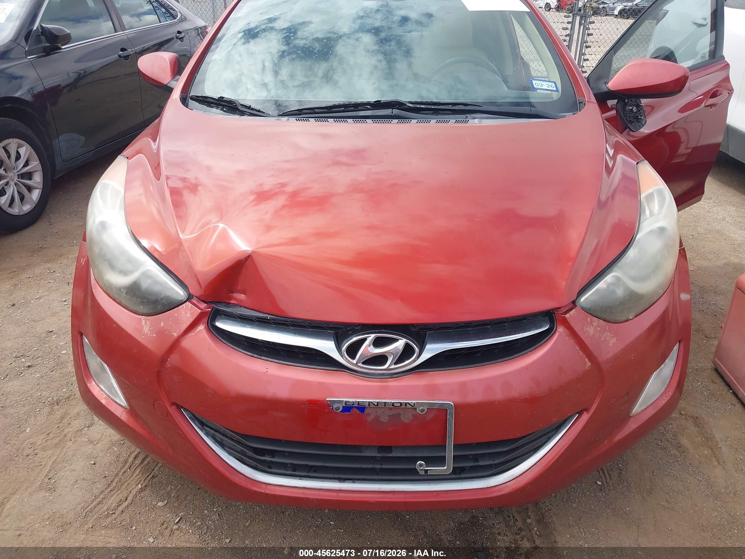 2013 Hyundai Elantra Gls Red vin: KMHDH4AE4DU864085