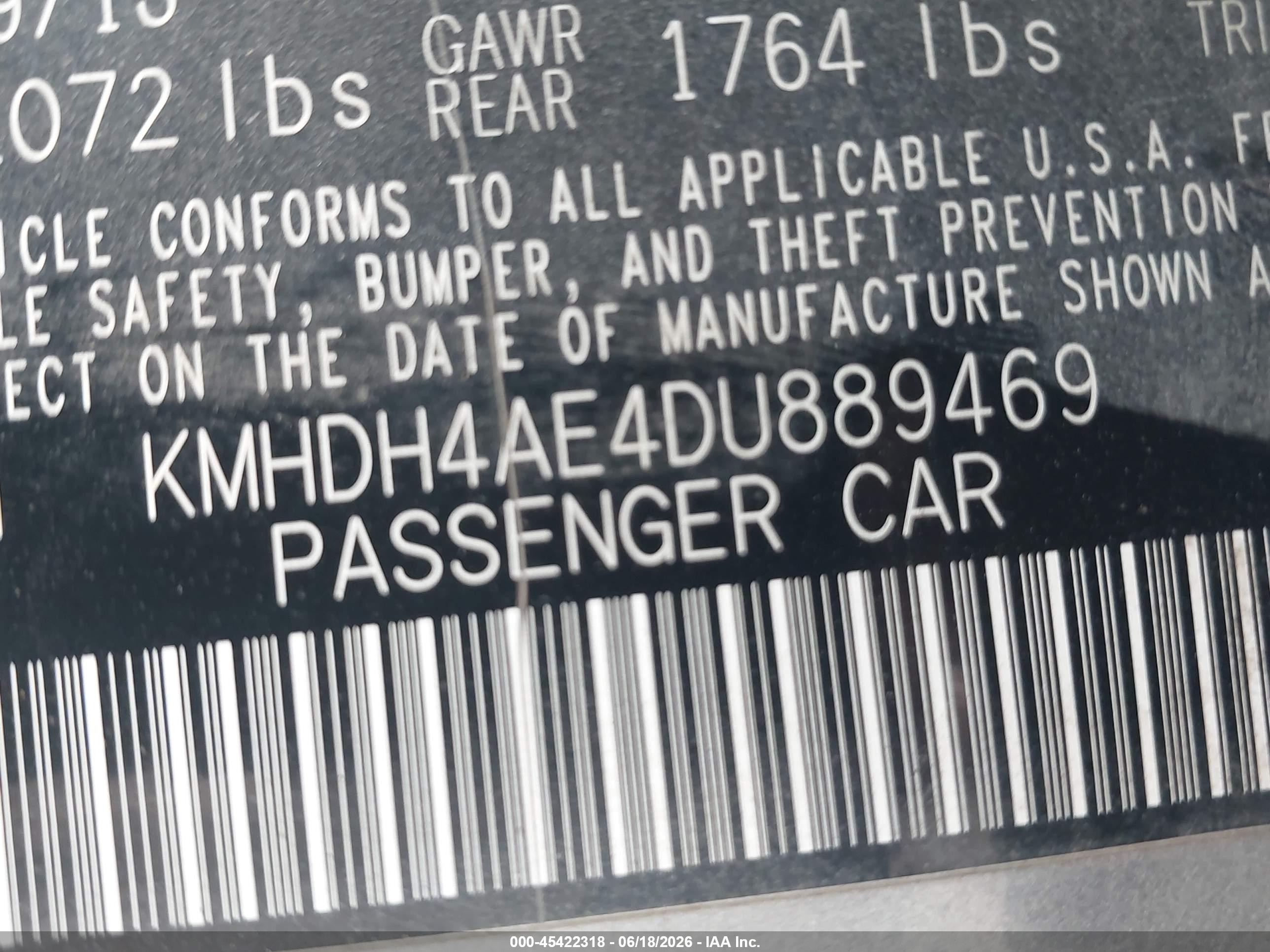 2013 Hyundai Elantra Limited Gray vin: KMHDH4AE4DU889469