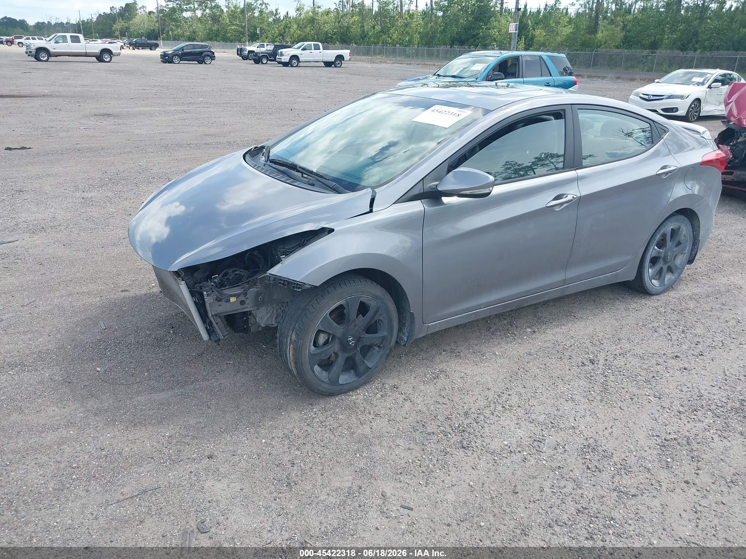 2013 Hyundai Elantra Limited Gray vin: KMHDH4AE4DU889469