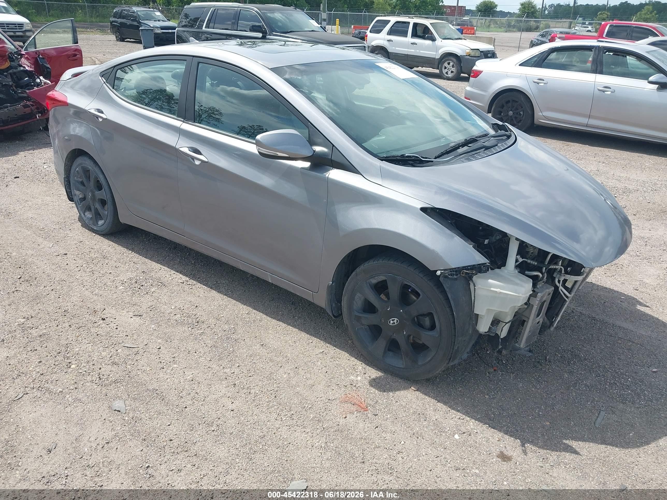 2013 Hyundai Elantra Limited Gray vin: KMHDH4AE4DU889469