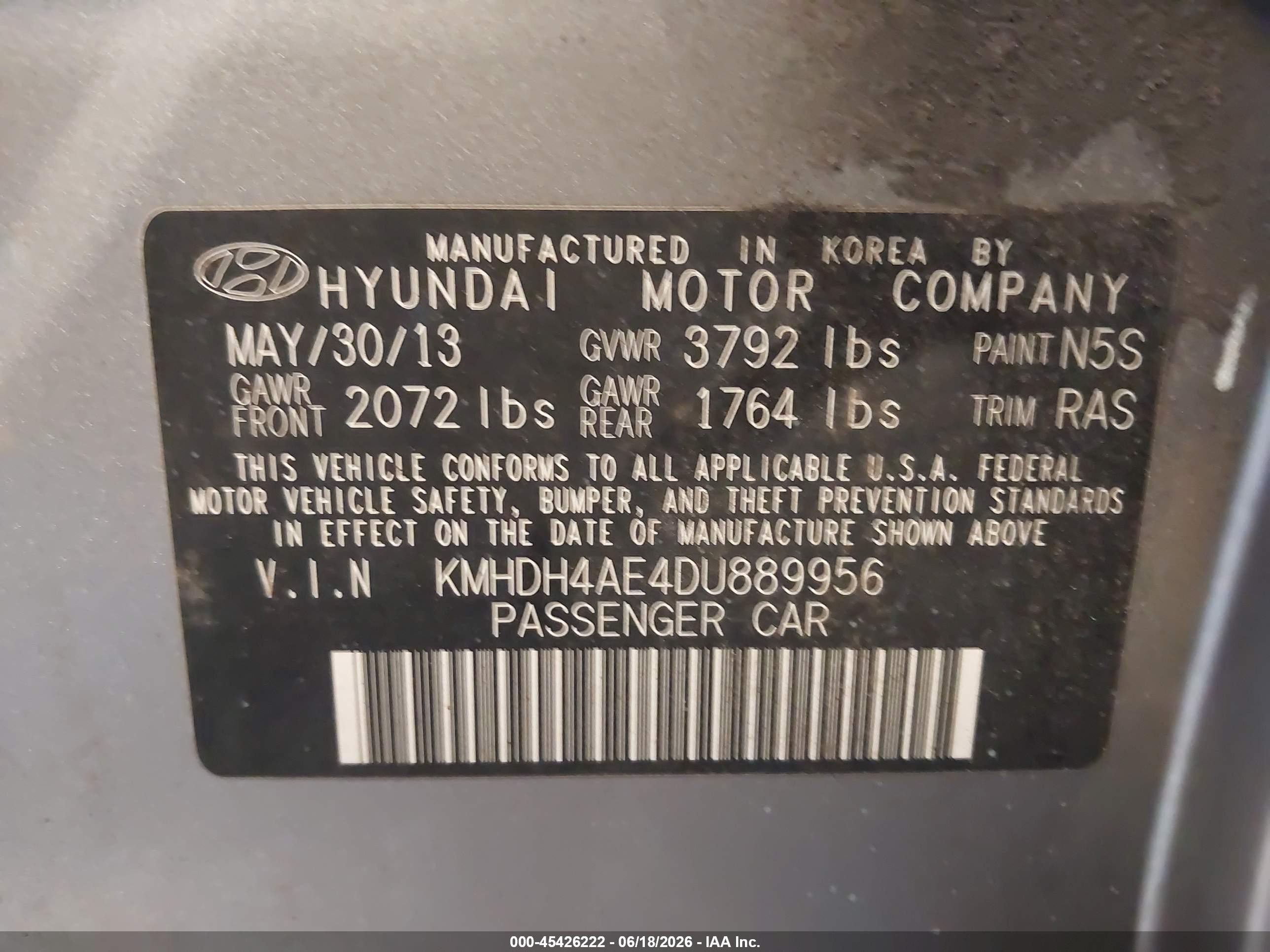 2013 Hyundai Elantra Gls Silver vin: KMHDH4AE4DU889956