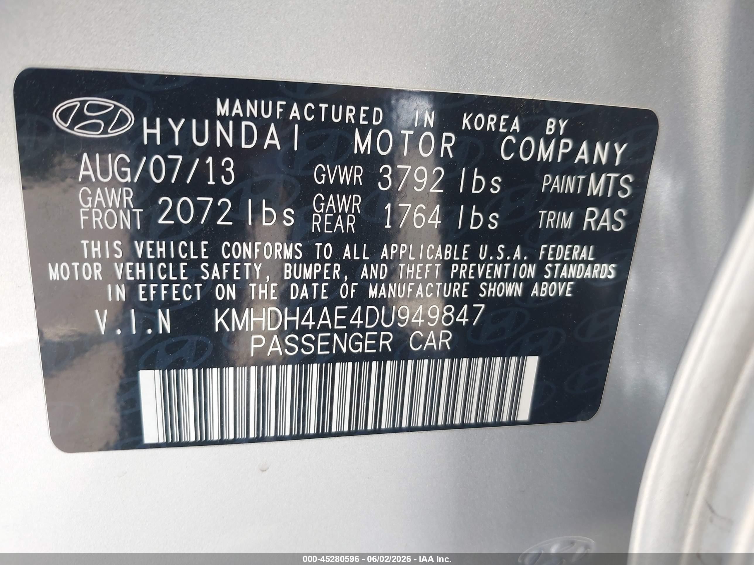 2013 Hyundai Elantra Gls Silver vin: KMHDH4AE4DU949847