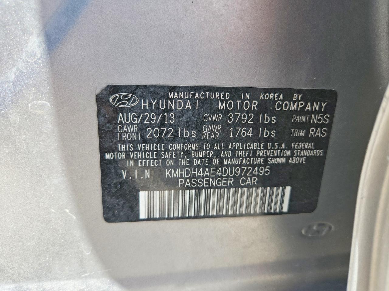 2013 Hyundai Elantra Gls Silver vin: KMHDH4AE4DU972495