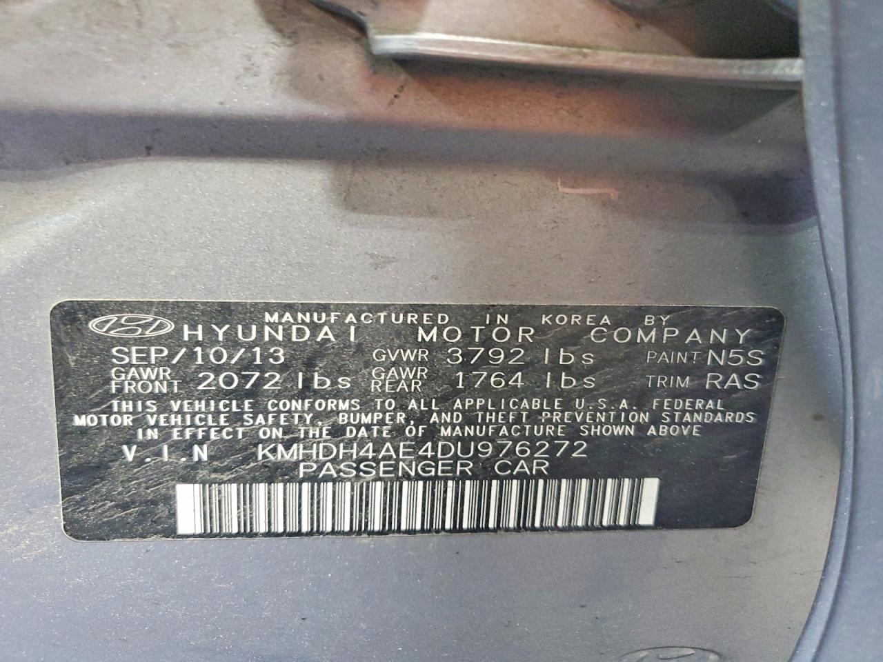 2013 Hyundai Elantra Gls Silver vin: KMHDH4AE4DU976272