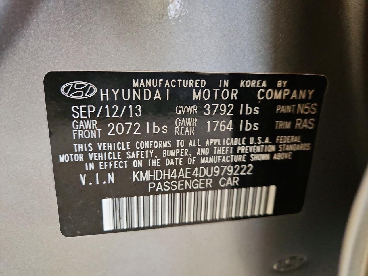 2013 Hyundai Elantra Gls Silver vin: KMHDH4AE4DU979222