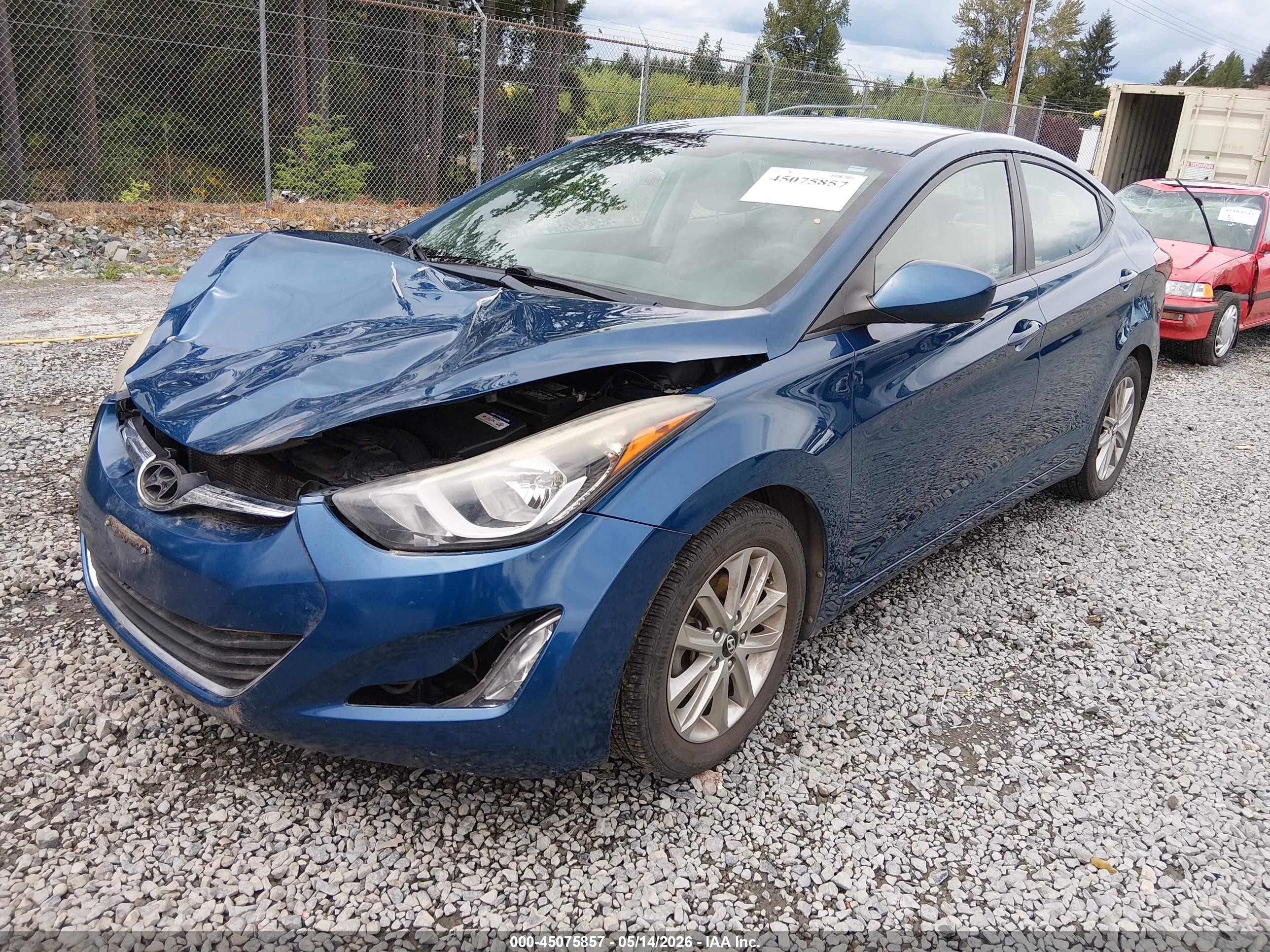 2014 Hyundai Elantra Se Blue vin: KMHDH4AE4EU144139