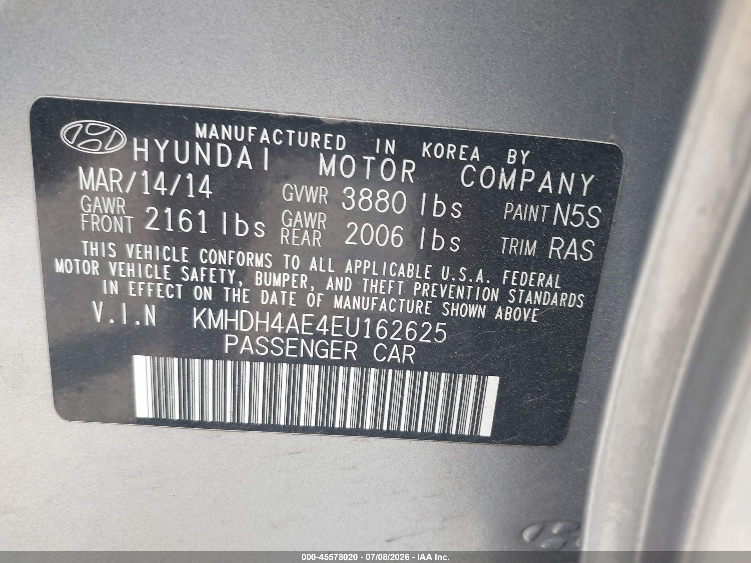 2014 Hyundai Elantra Limited Серебряный vin: KMHDH4AE4EU162625