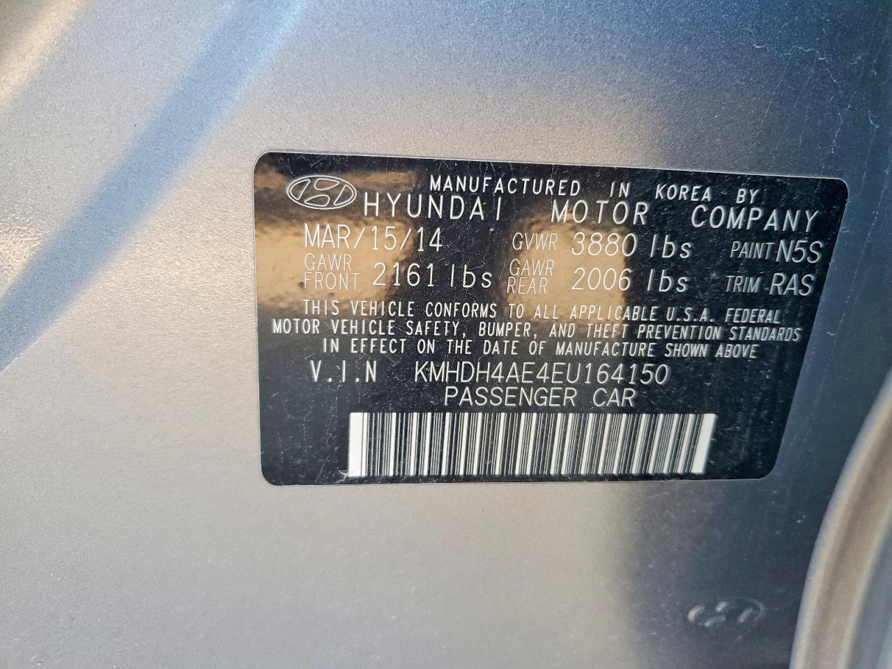 2014 Hyundai Elantra Se Серебряный vin: KMHDH4AE4EU164150