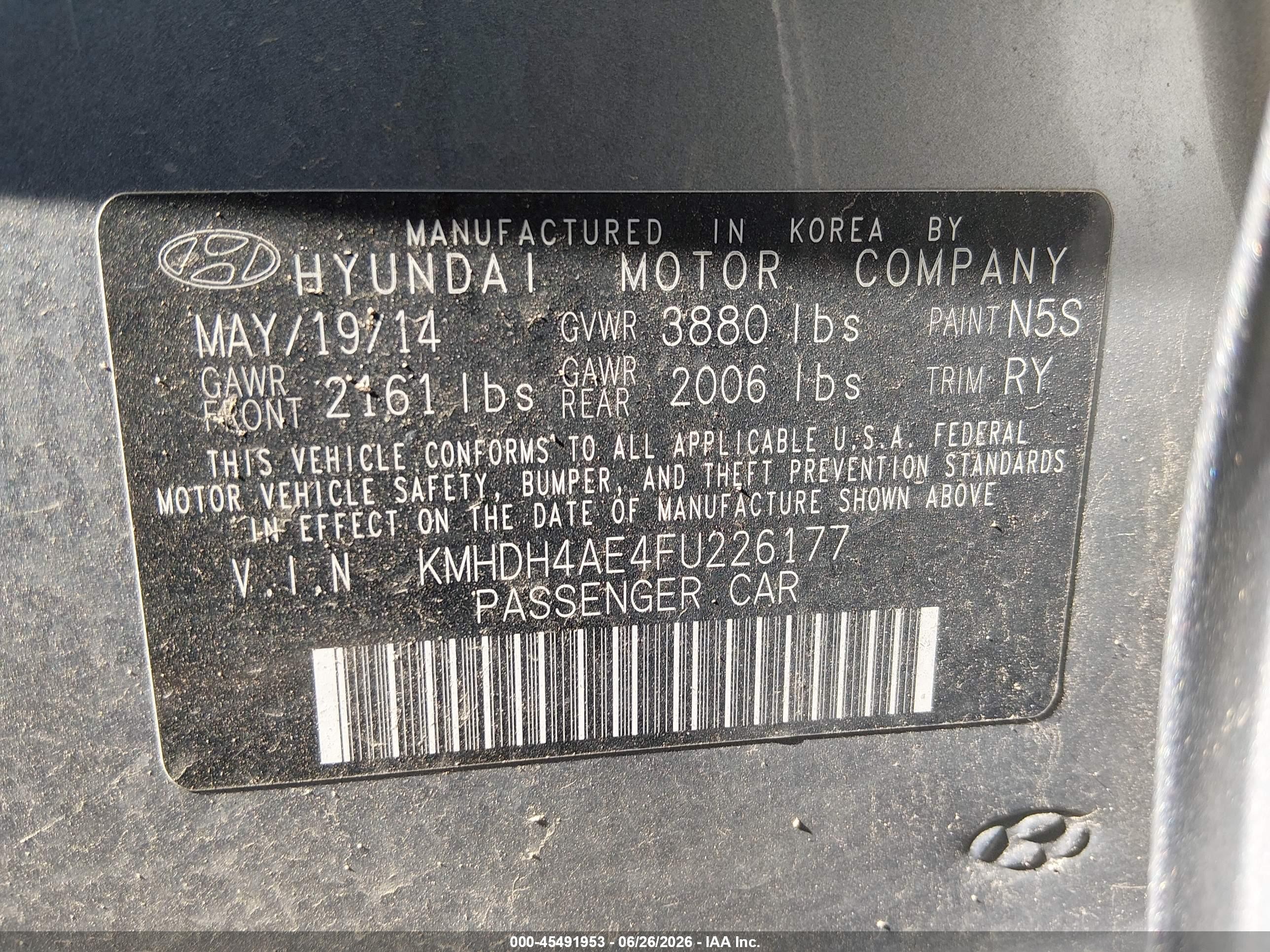 2015 Hyundai Elantra Se Silver vin: KMHDH4AE4FU226177