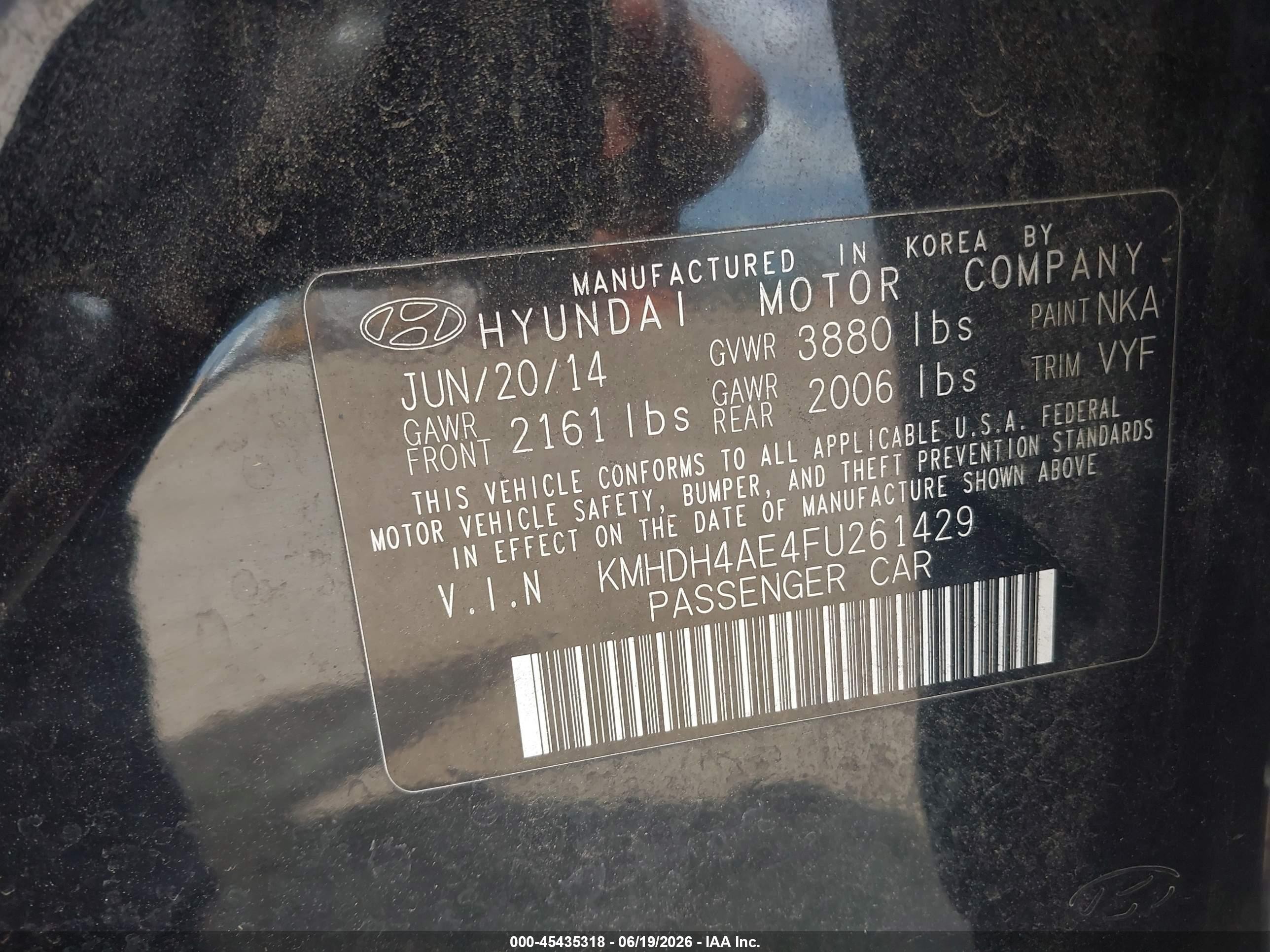 2015 Hyundai Elantra Se Black vin: KMHDH4AE4FU261429