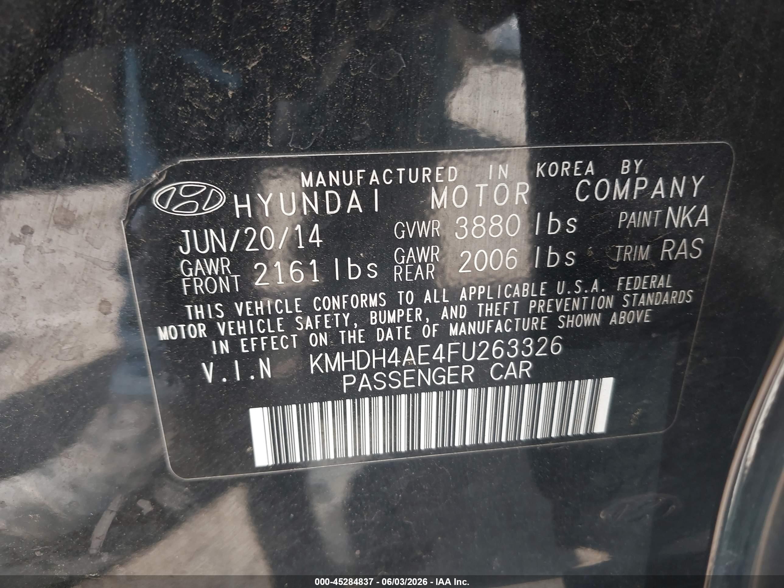 2015 Hyundai Elantra Se Black vin: KMHDH4AE4FU263326