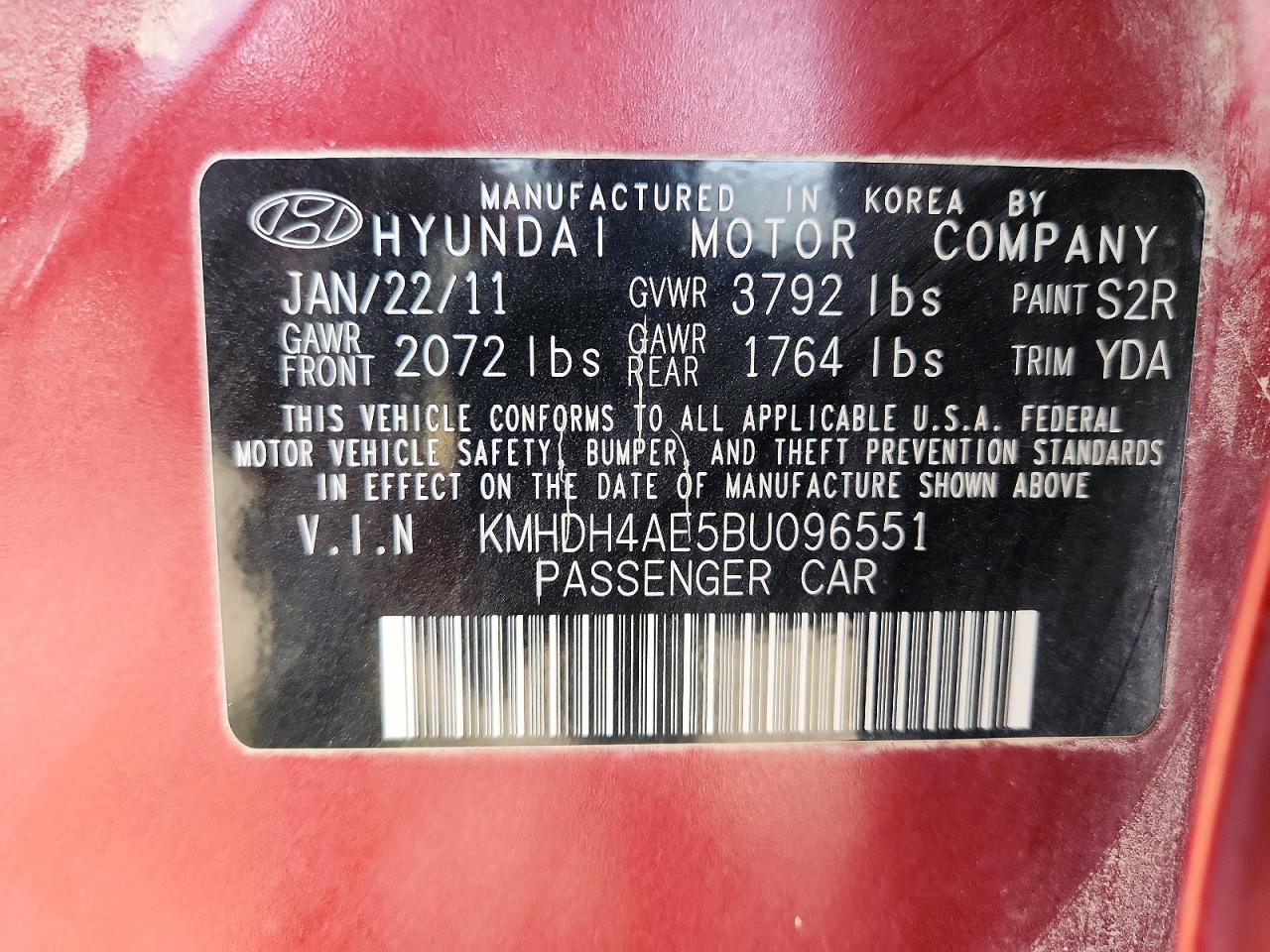 2011 Hyundai Elantra Gls Красный vin: KMHDH4AE5BU096551