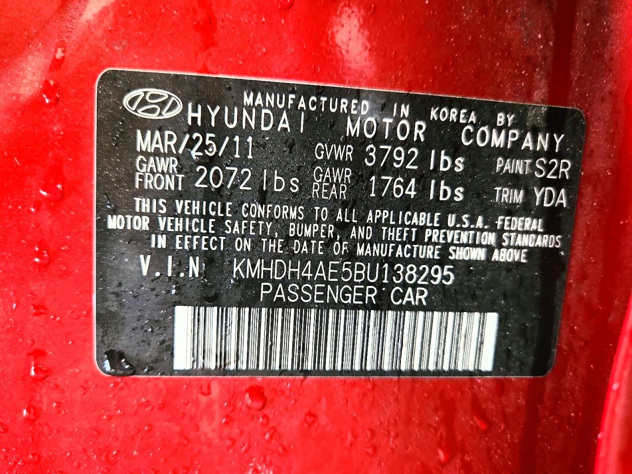 2011 Hyundai Elantra Gls Maroon vin: KMHDH4AE5BU138295