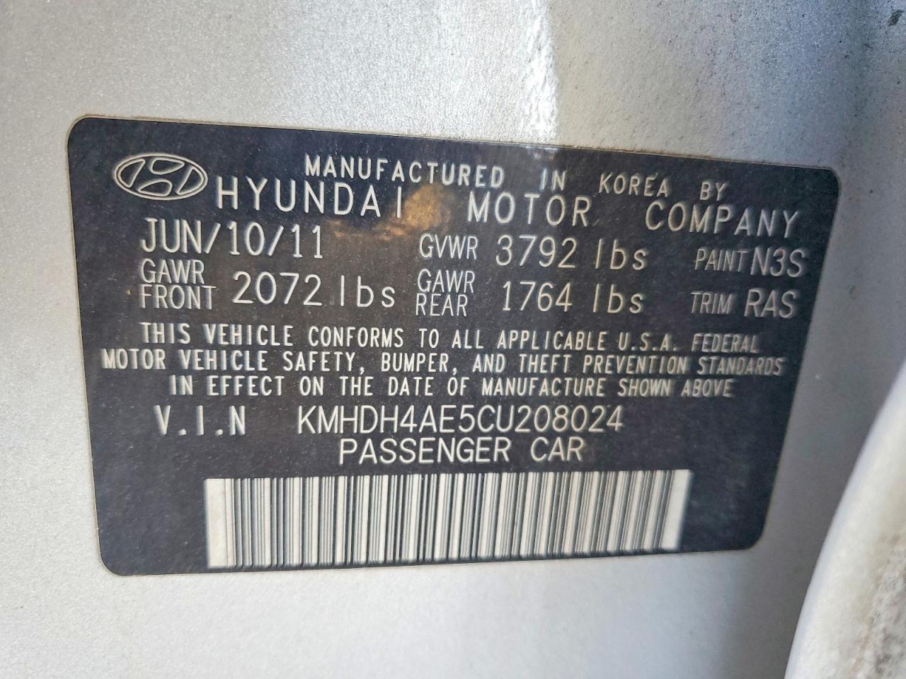 2012 Hyundai Elantra Limited Silver vin: KMHDH4AE5CU208024
